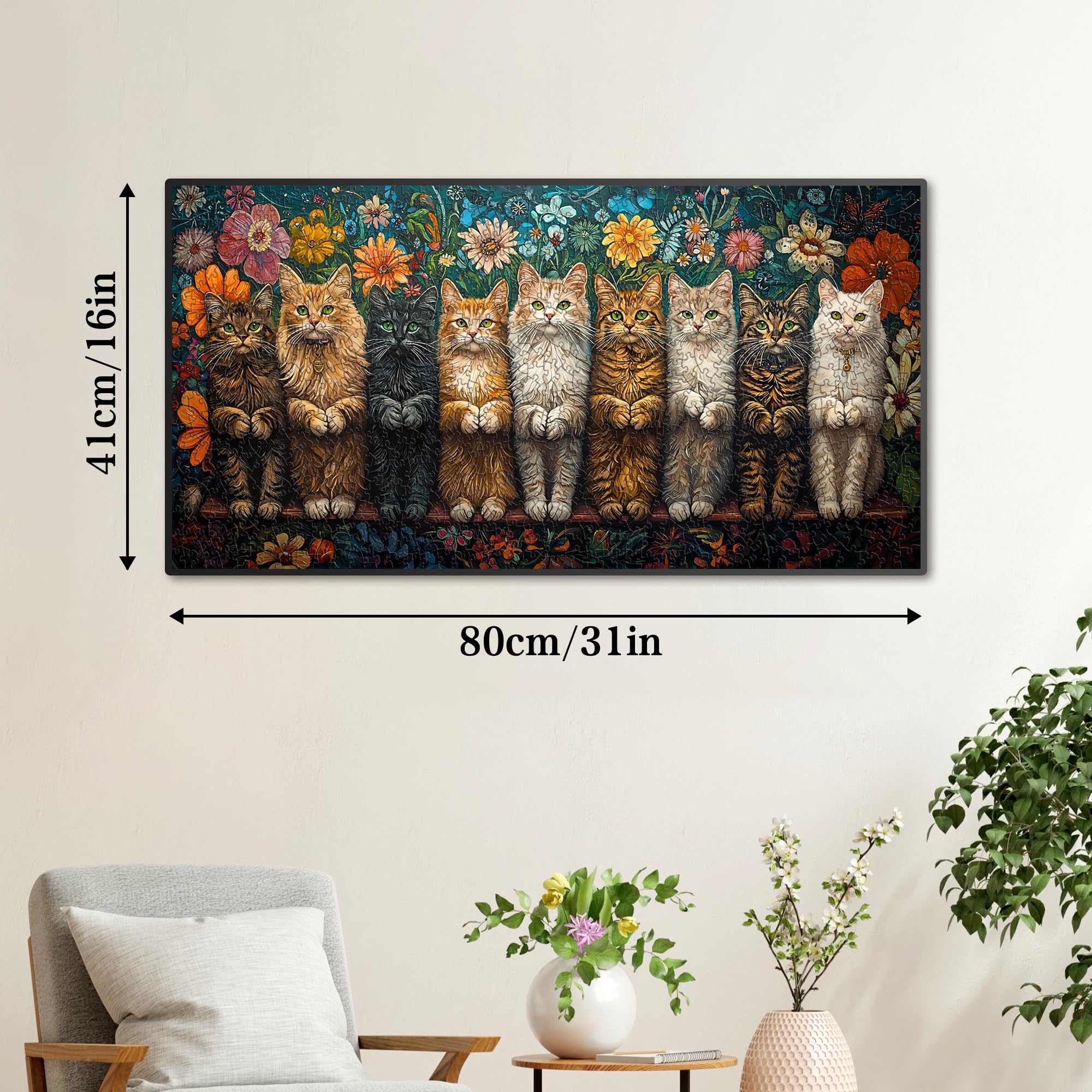 Ginfonr 1000 Piece Jigsaw Puzzles for Adults 《CAT'S VISIT》Irregular Shaped Pieces for Challenging Fun No Dust Classic Animal Puzzle - Image 3