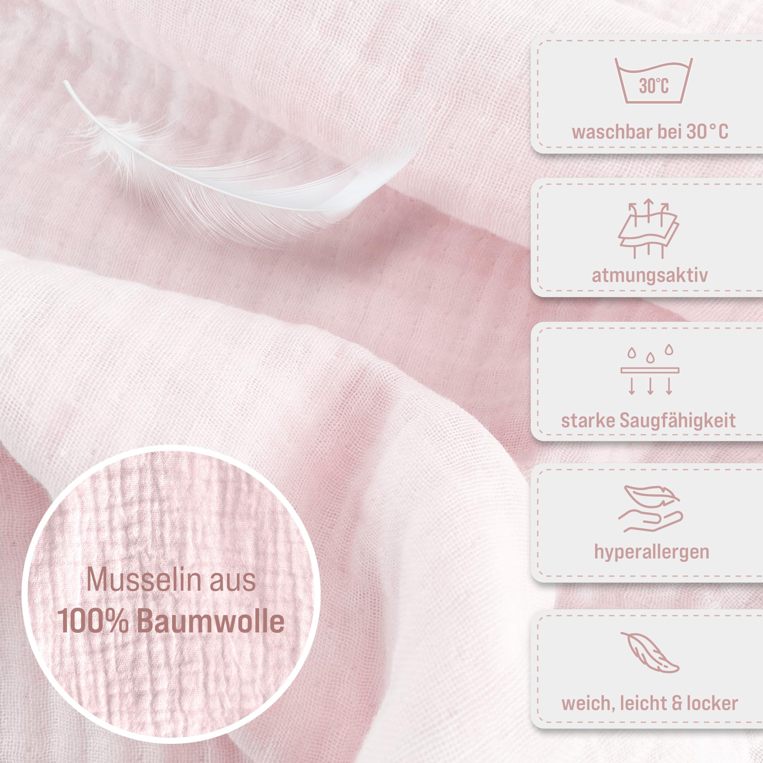 Newborn Baby Set mit Namen bestickt, Oeko-TEX® Standard 100 - Personalisiertes Geschenk Set 3-teilig für Neugeborene aus weichem Musselin (Rosa, Personalisiert)