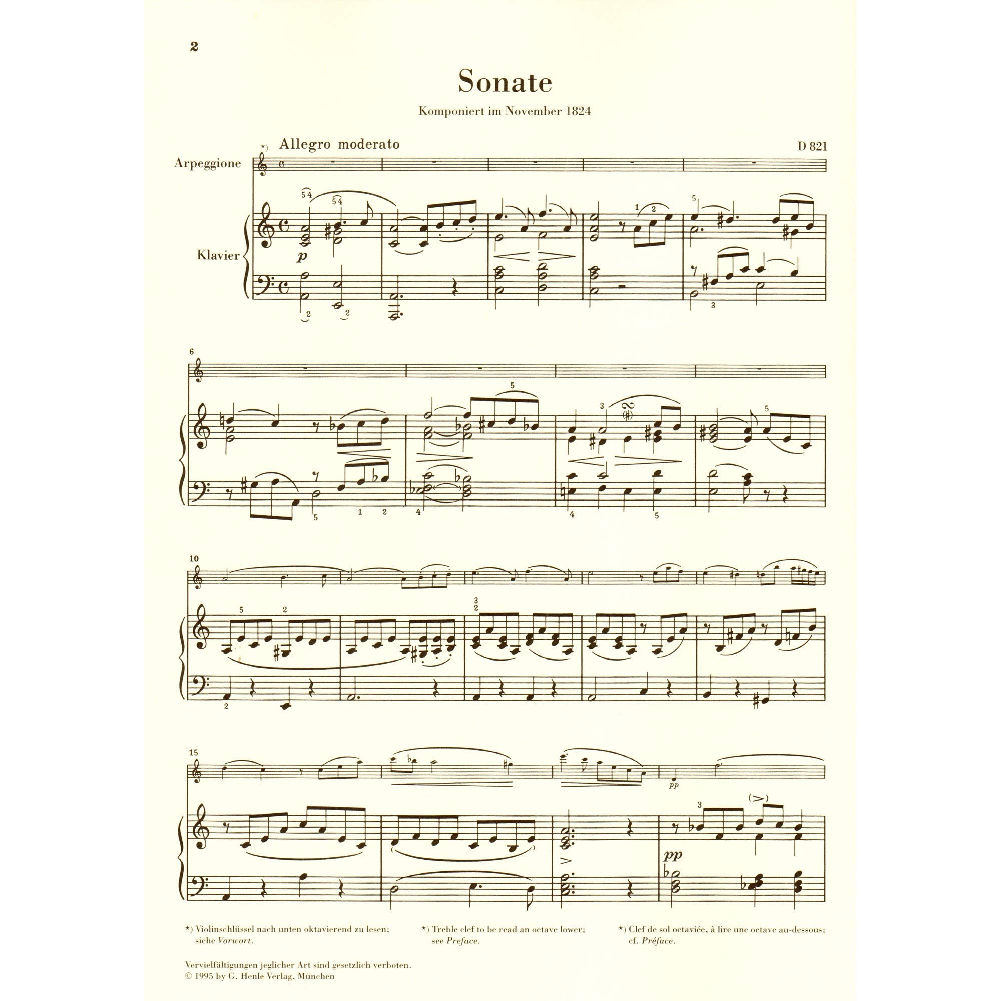 Sonate pour piano et arpeggione en la mineur d 821 (op. post.) alto et piano: Instrumentation: Viola and Piano