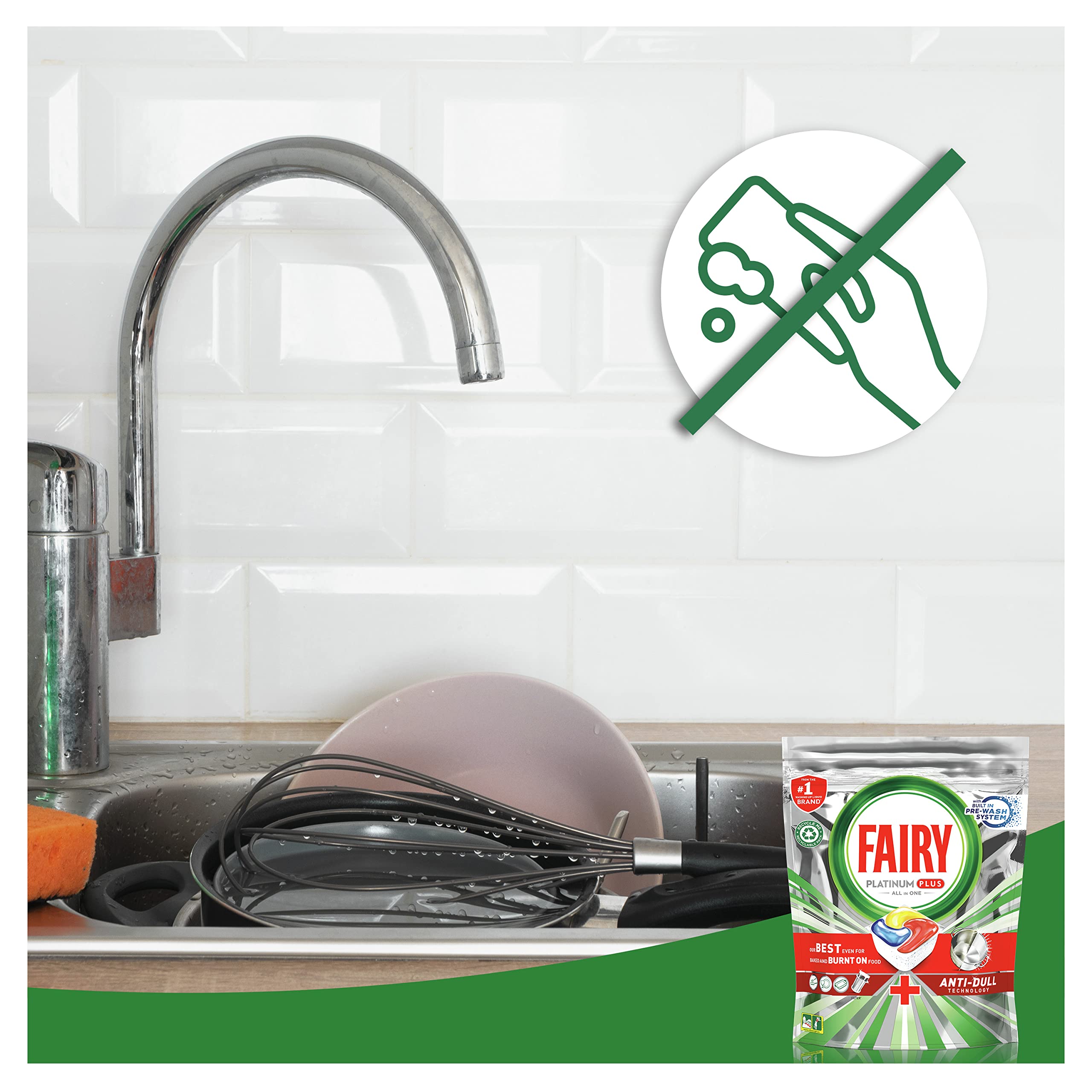 Fairy Platinum Plus Tutto In Uno Brezza Di Erbe Fresche, Capsule Per Lavastoviglie, 84 Capsule, La Migliore Pulizia Di Fairy Per Stoviglie Come Nuove, Rimuove L’Opacità E Previene Il Calcare