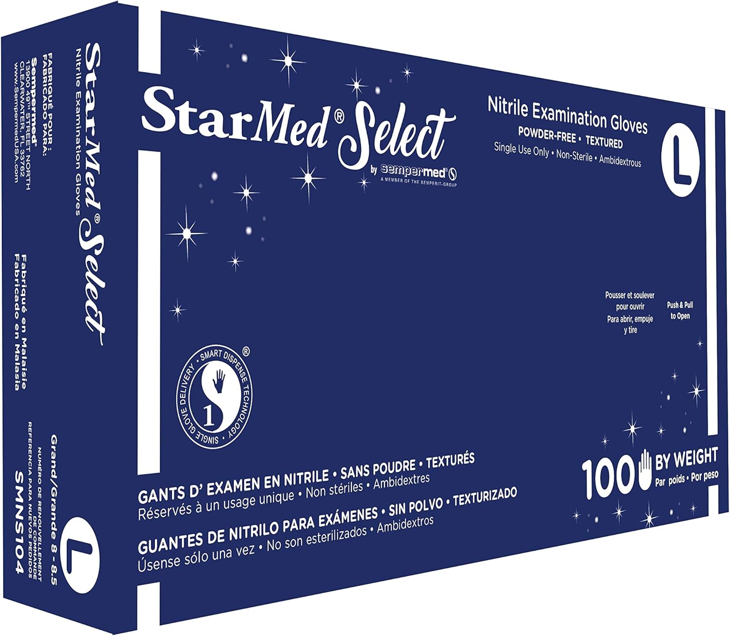 Select Nitrile Examination Gloves, Large, 100 gloves/box