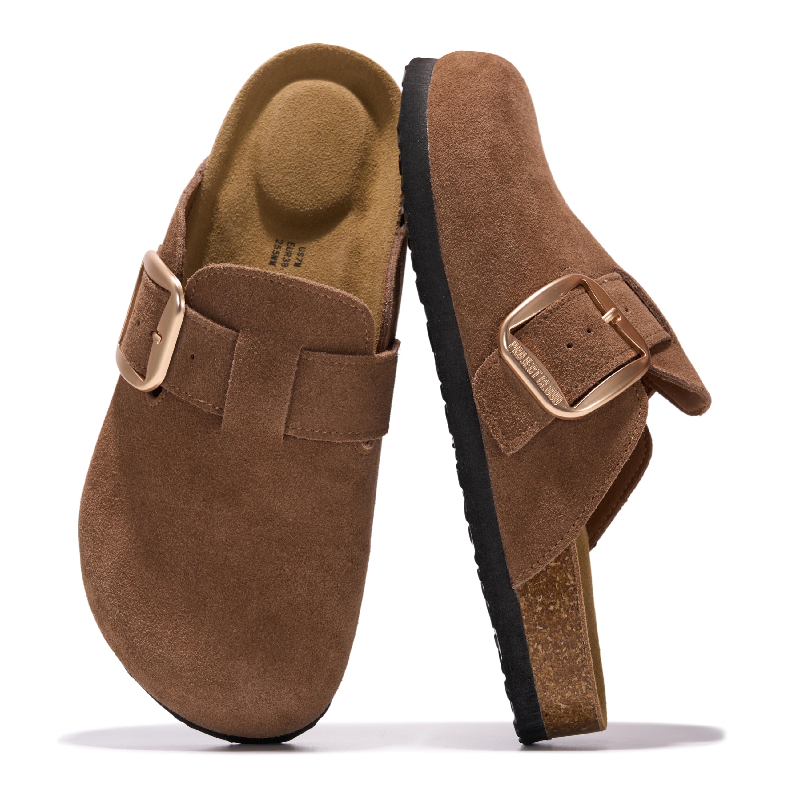 Project Cloud 100% Genuine Leather Clogs for Women Fall Shoes for Women | Memory Foam Insole Arch Support Clogs, Durable Outsole & Natural Cork Footbed Mules for Women, Water-Resistant Women Footwear