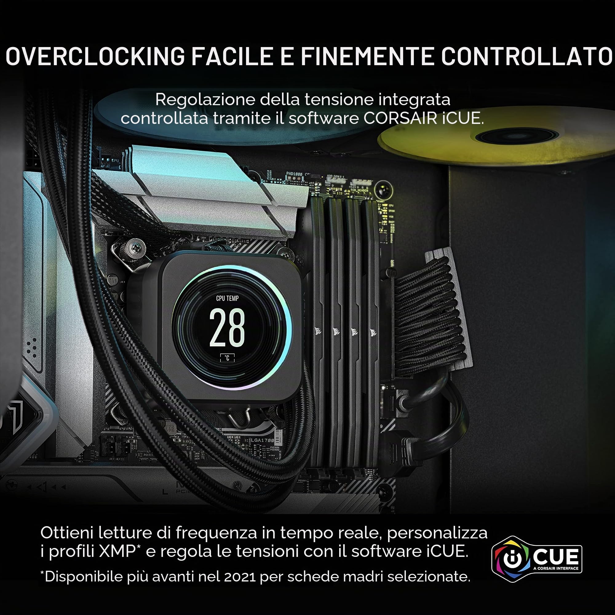 CORSAIR VENGEANCE DDR5 96GB (4 x 24GB) Fino a 6400MHz INTEL RAM | Memoria Per Computer Desktop, Compatibile con Intel XMP 3.0, CL32, Nero, CMK96GX5M4B6400C32