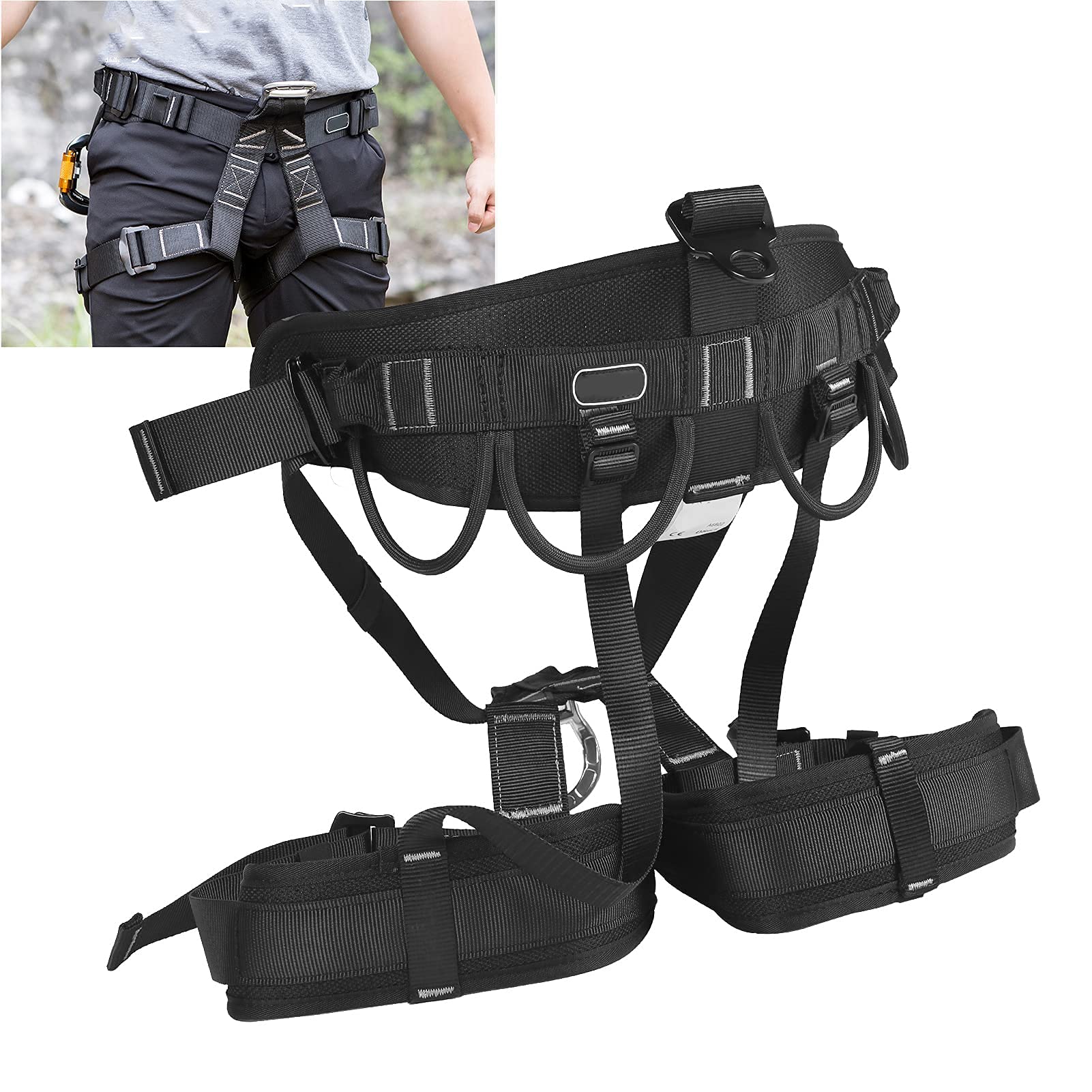 HERCHR Cinturón De Seguridad De Medio Cuerpo, Arnés De Escalada De Espesor Ajustable Arneses De Medio Cuerpo Cinturón De Seguridad De Gran Altitud para Escalada Al Aire Libre