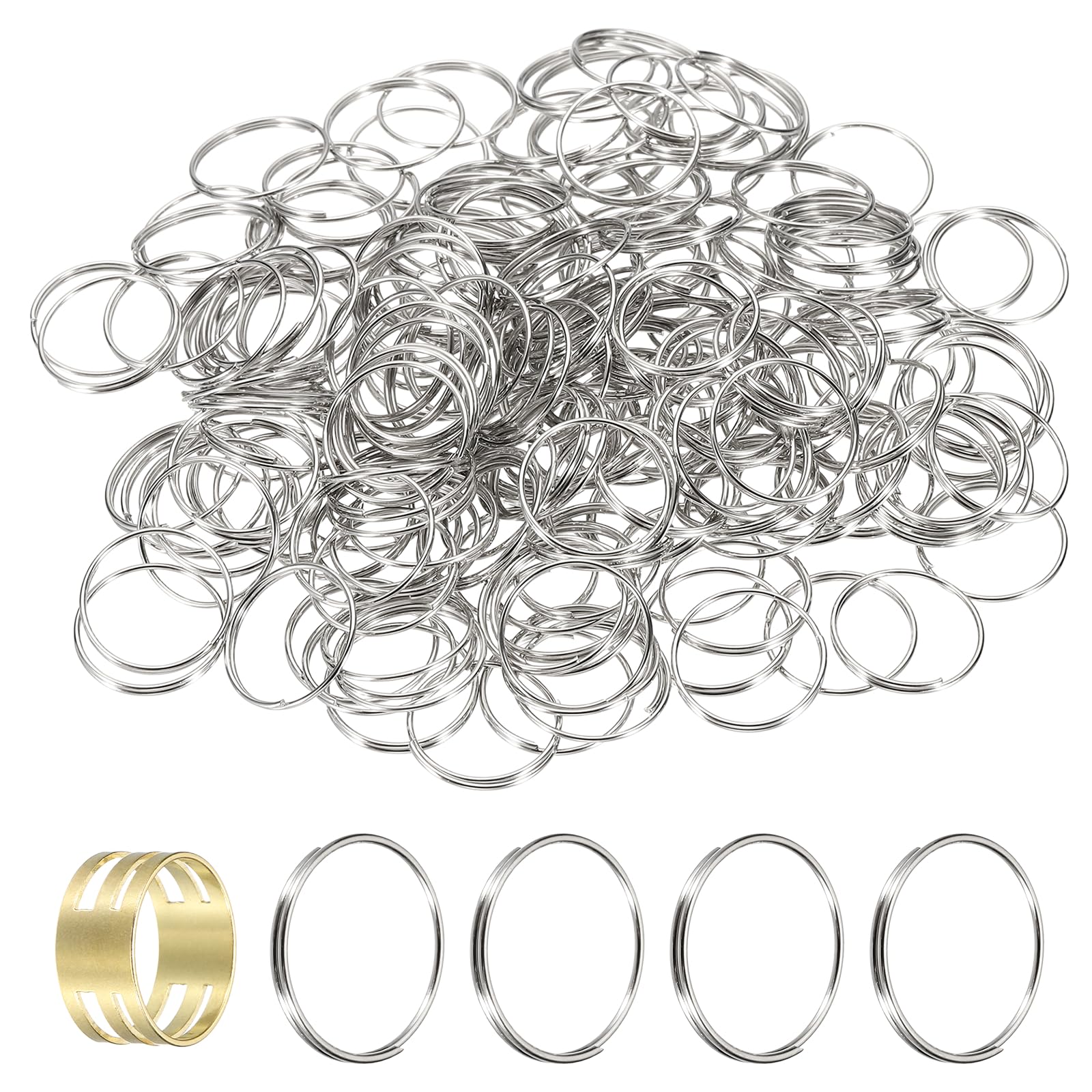 sourcing map 200pcs Mini Split Rings, 15mm 304 Stainless Steel Jump Ring Small Round Ring Clips Crystals Suncatcher for Fastening Chandelier Crystal Lamp Accessories, Silver