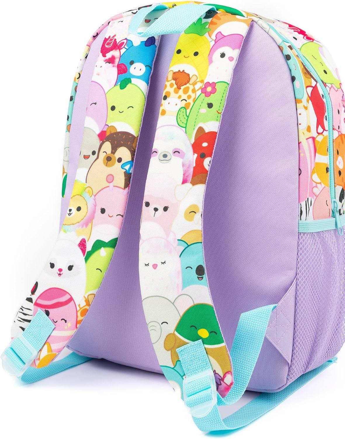 Squishmallows Girls 4 Piece Backpack Set | Kids Purple Rucksack Bundle with School Bag, Pencil Case, Lunch Bag & Water Bottle