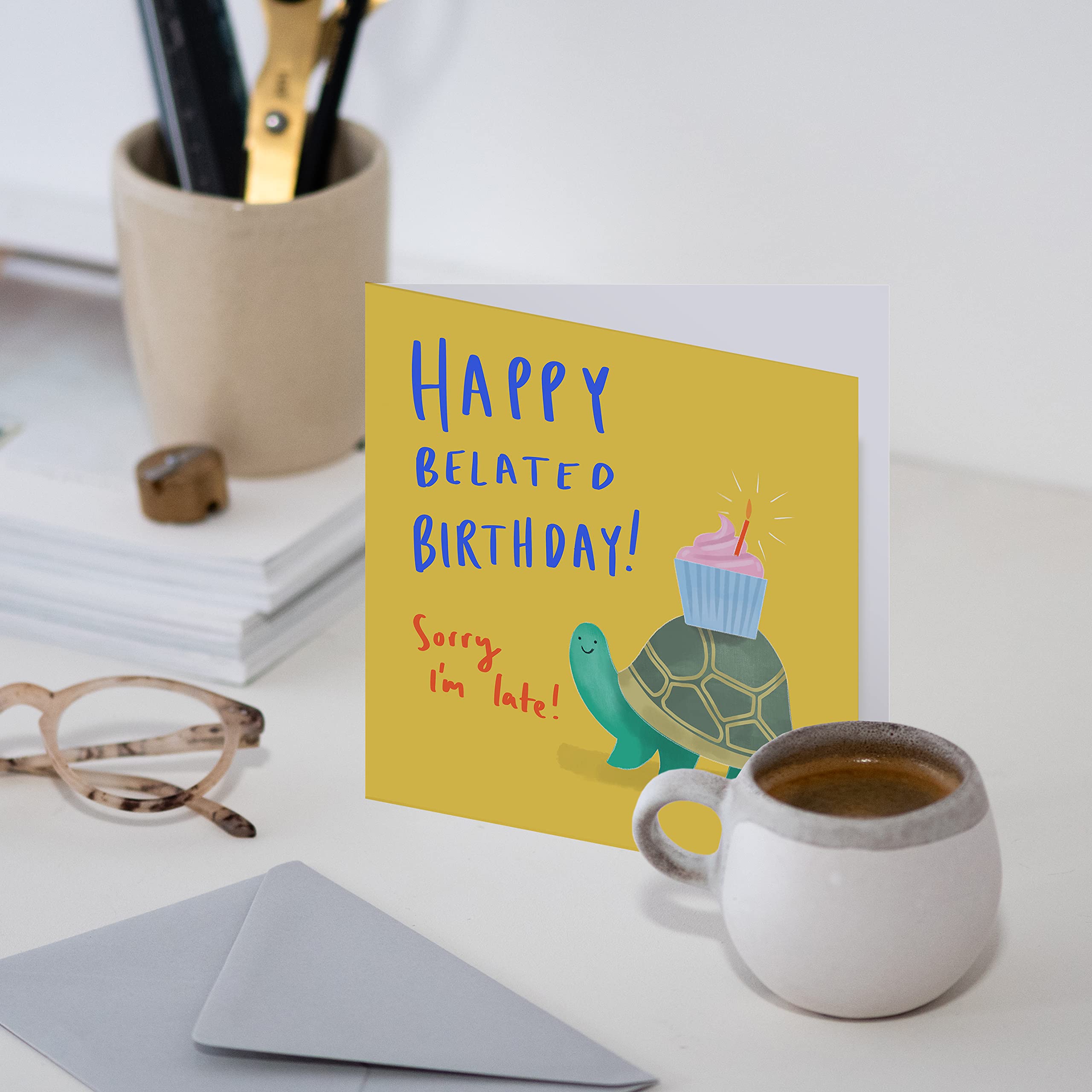 Old English Company Old English Co. Sloth Belated Birthday Card Funny Cute Late Greeting Card For Him And Her | Sorry It's Late For Men And Women