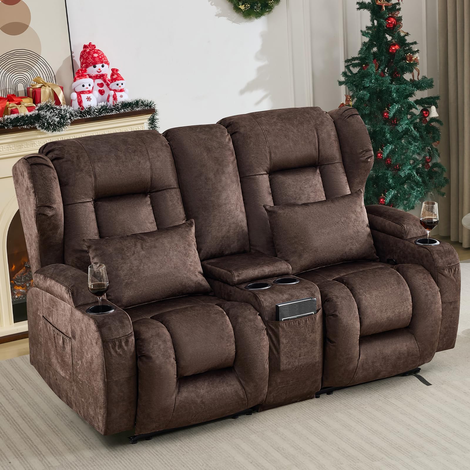SAMERY 65.5" RV Loveseat Recliner Sofa, Wall Hugger Reclining Loveseat