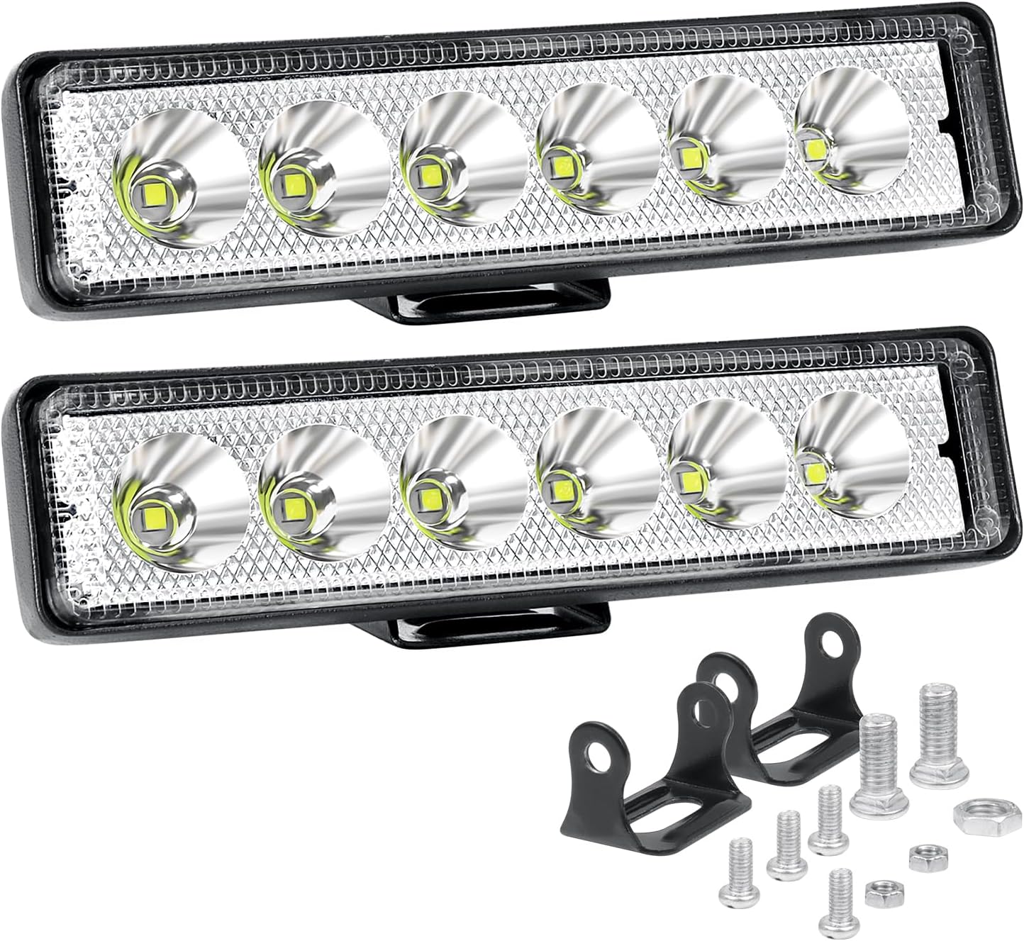 Willpower 2pcs 18W 6 Inch LED Work Light Spot Beam Single Row LED Light Bar 12V 24V Super Slim Offroad Driving Lights Fog Lamps for Truck Tractor Boat 4x4 Car SUV ATV