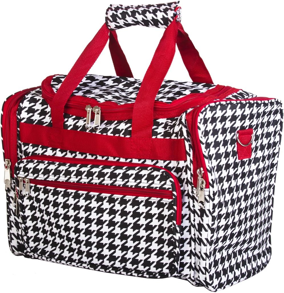 Red Houndstooth Pattern Duffle Bag 16inch Travel Duffels