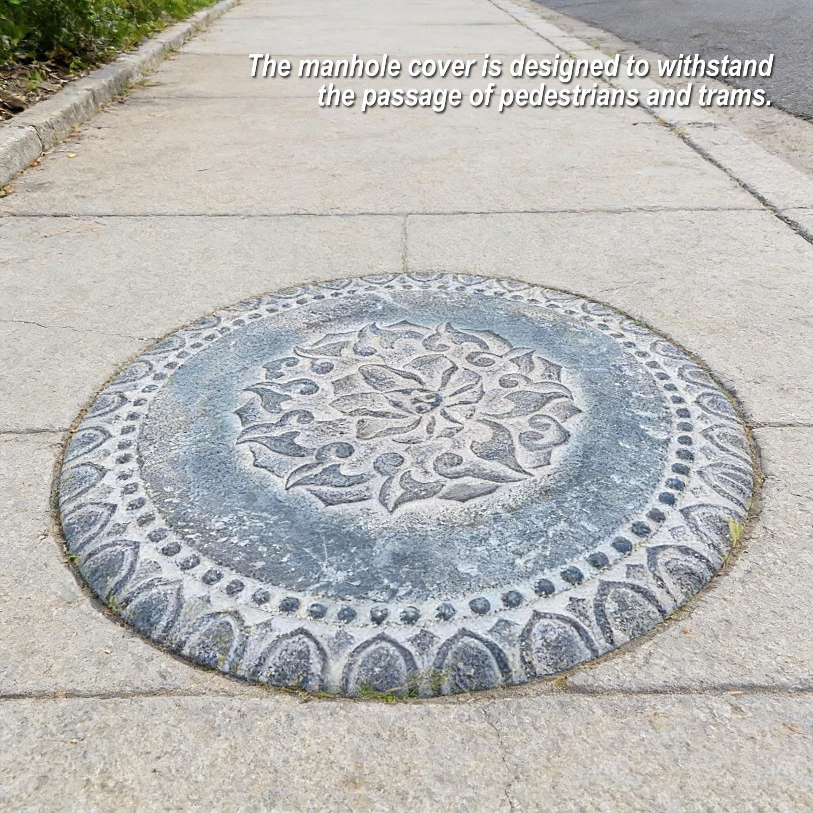 Tapa Arqueta de Piedra, Tapa de Registro Tallada, Antideslizante y Duradera, Ideal para Patios, Hermosa, Ideal Como Escalón
