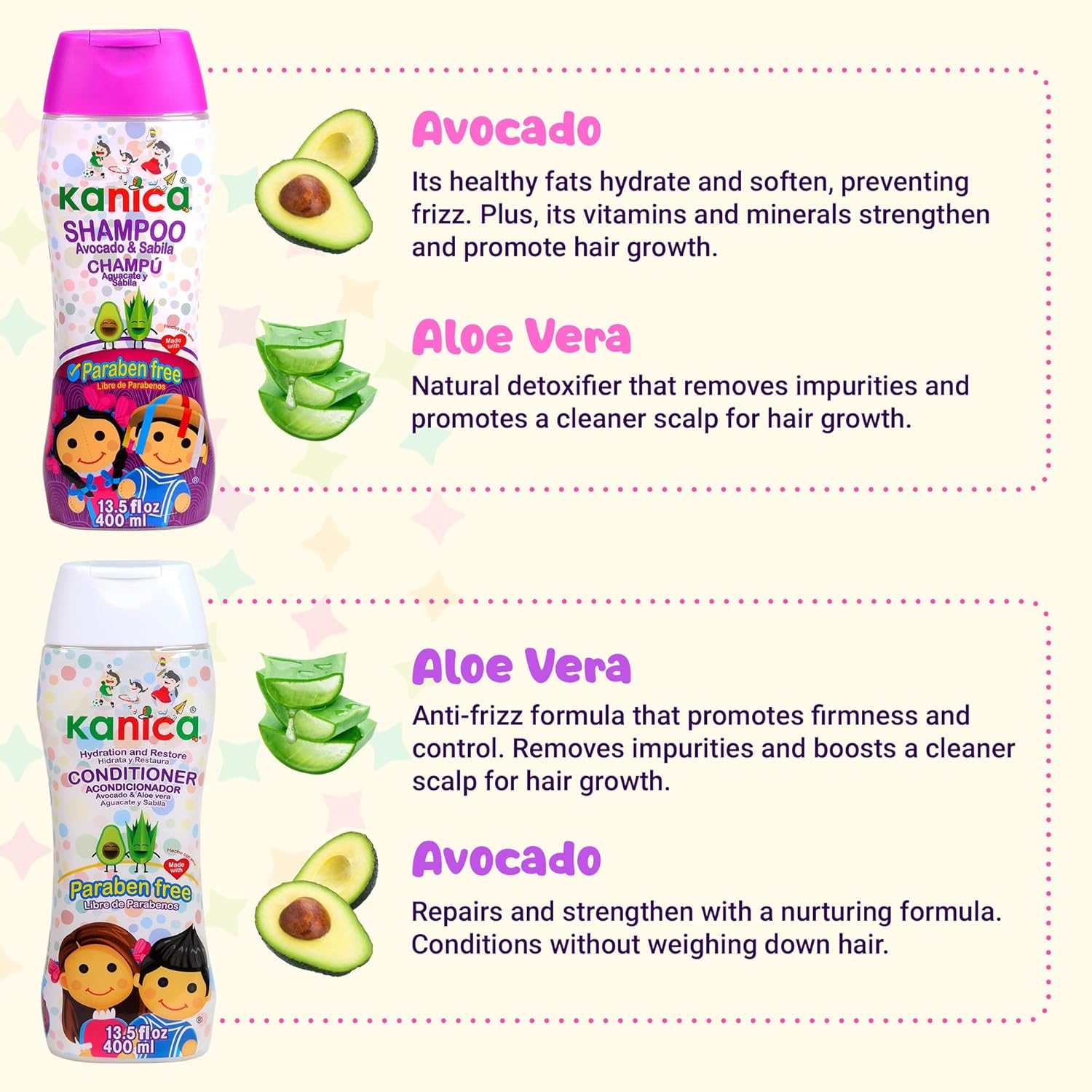 Kanica Shampoo and Conditioner Avocado Kit, Paraben Free | (13.5 fl oz) Shampoo + Conditioner (13.5 fl oz)