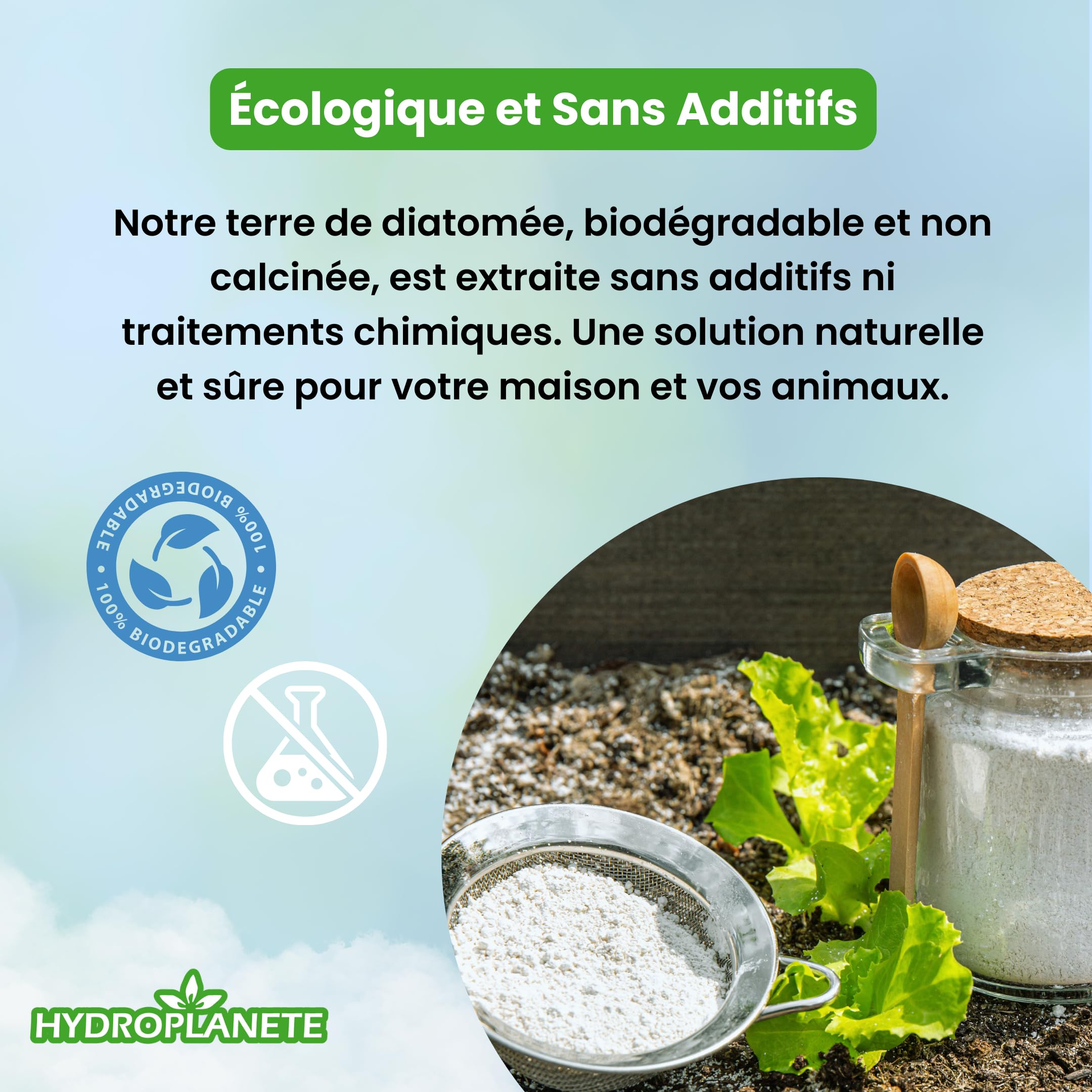 HYDROPLANETE Terre de Diatomée Grise 3 kg Multi-Usages | Poudre Alimentaire et Hygiène Animale | Sans Additifs et 100% Naturel | Fabriqué en France | Disponible de 350g à 25kg | Hydroplanete