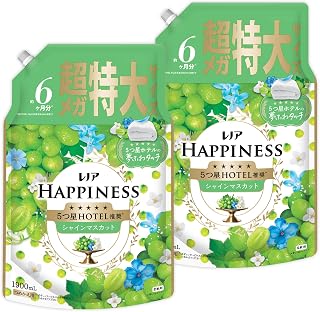 レノア ハピネス【まとめ買い】5つ星ホテルの夢ふわタッチ 柔軟剤 シャインマスカットの香り 詰め替え 1900mL×2袋