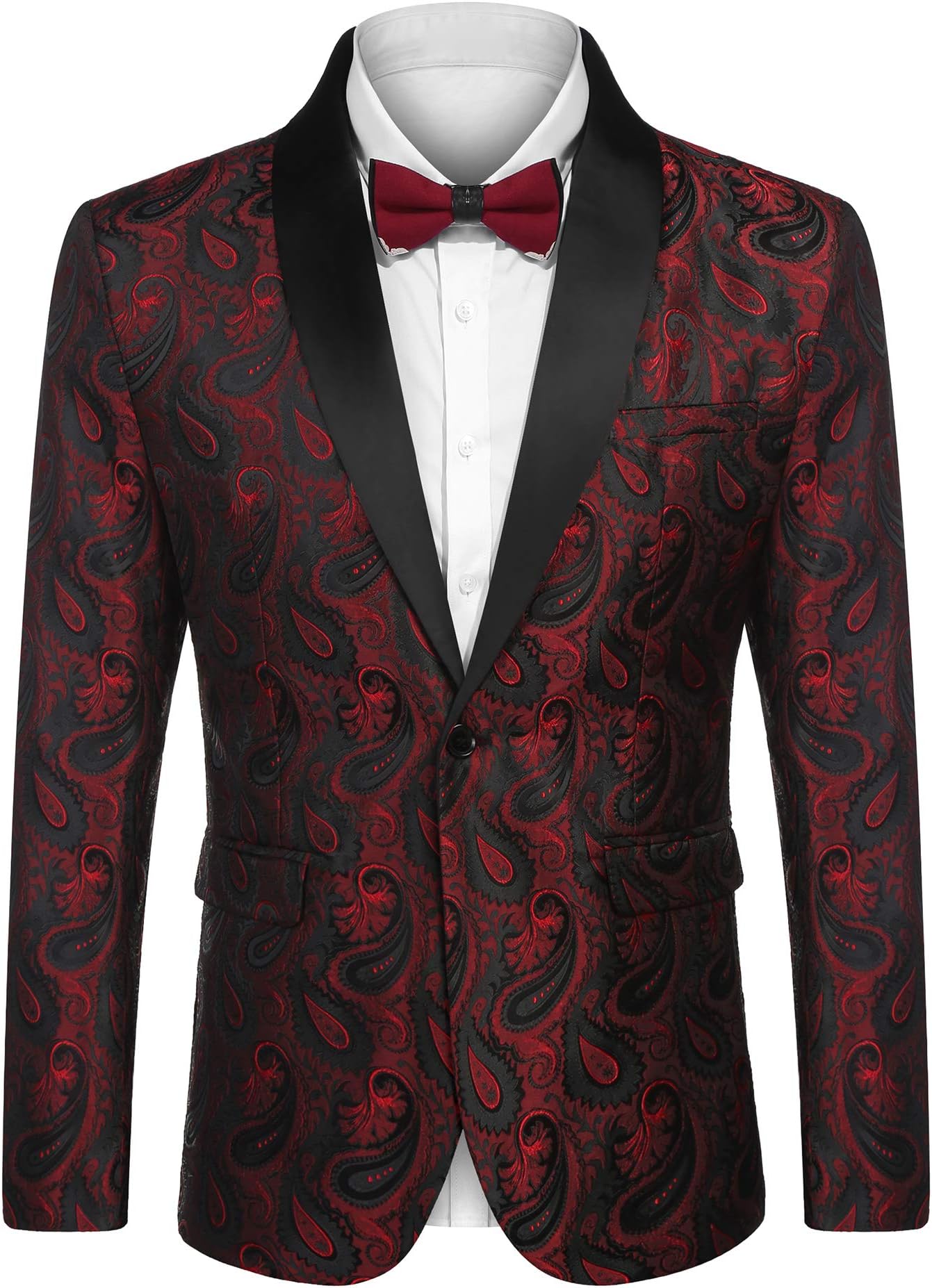 Men's Floral Tuxedo Jacket Paisley Embroidered Suit Jacket for Dinner,Party,Wedding,Prom