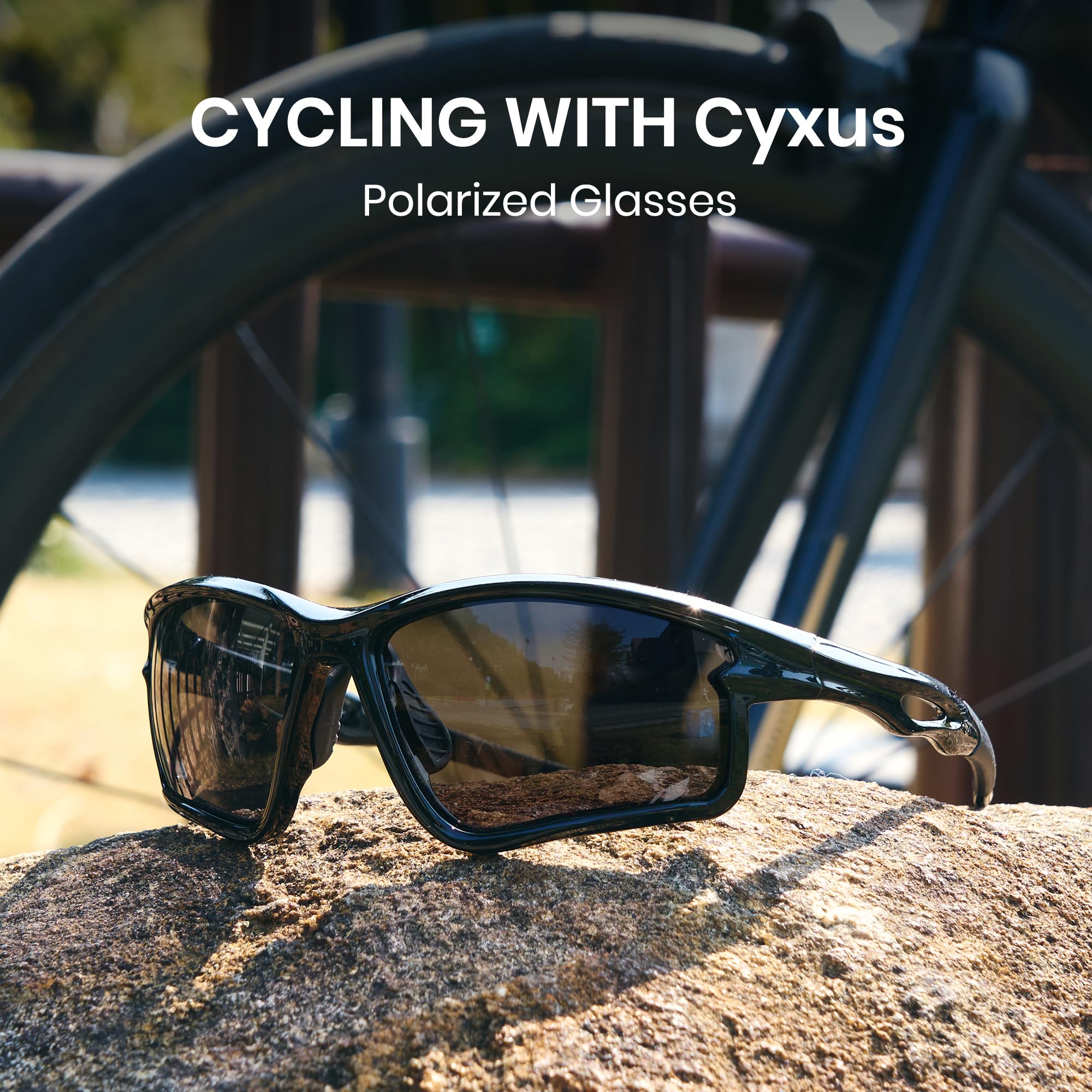 Cyxus Occhiali da sole Polarizzati TR90 da Ciclismo Uomo Donna Rettangolari Corsa Pesca Ciclismo Baseball Sport Golf Guida P1590