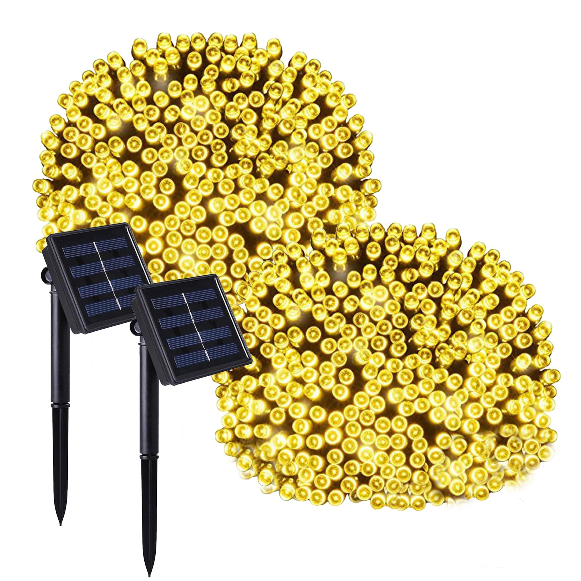 Zestaw 2 solarnych łańcuchów świetlnych, dekoracja zewnętrzna, 200 diod LED, ciepła biel YOGY SOLAR WARM 16,30 m, 8 trybów