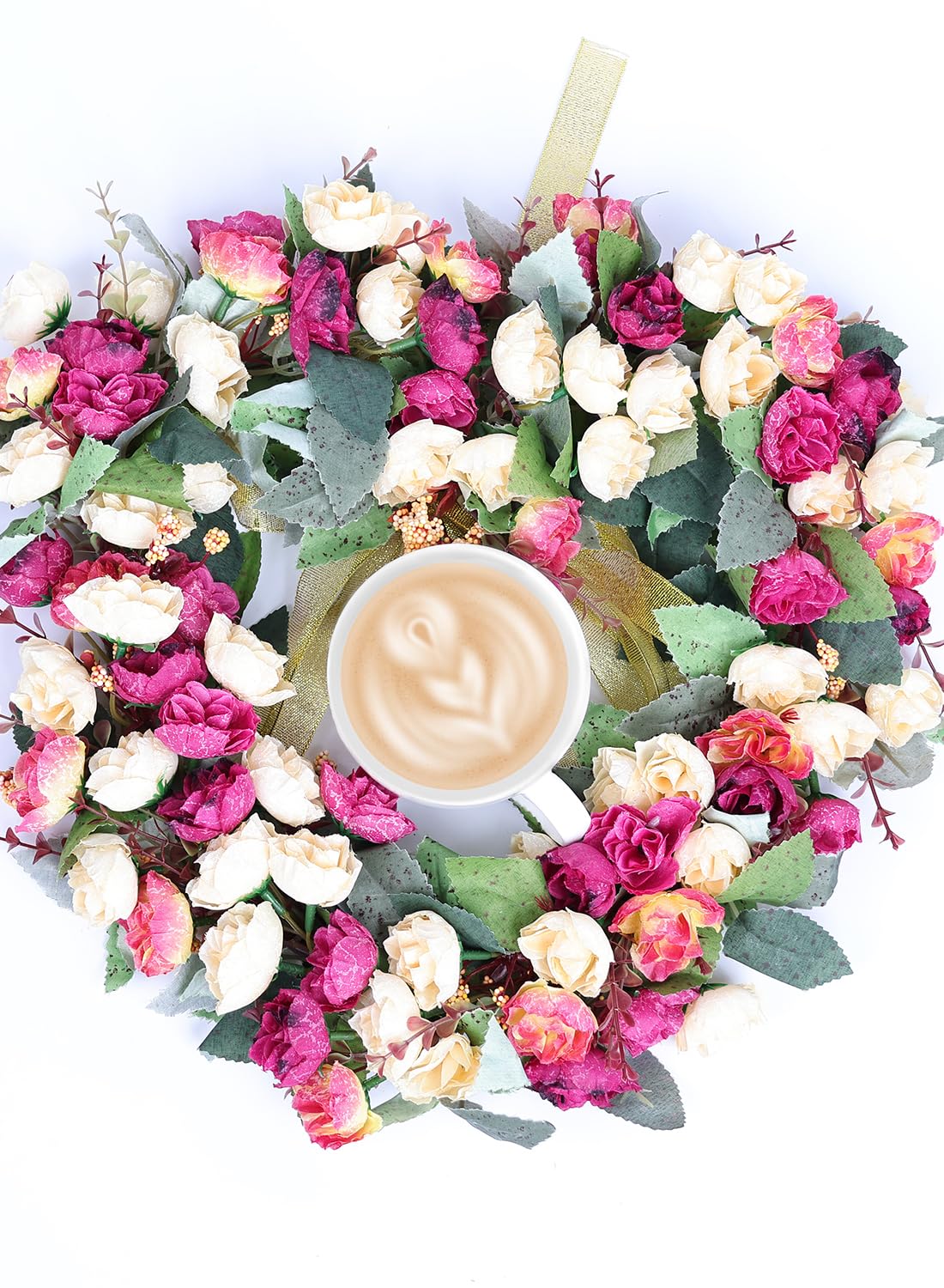 Florist Flower Wreath Rose Garland for Home Wall Wedding Decoration (Champagne-Heart-Shaped)