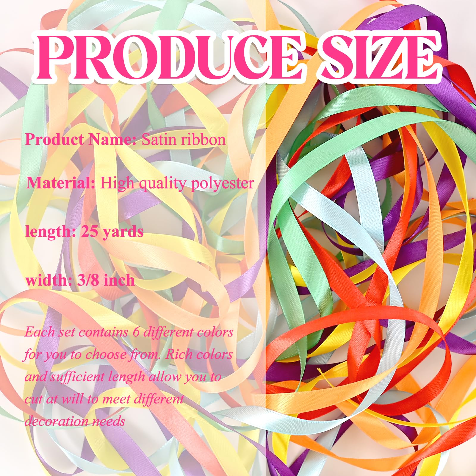 NACHLYNN 150 Yards Rainbow Satin Ribbon Wide Polyester Fabric Ribbon Use for Gift Wrap Wedding Bridal Baby Shower Bows Decor Flower Bouquet Crafts (Rainbow - Image 2