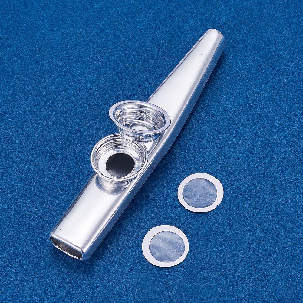RAJry Kazoo Flute With 5 Pcs Diaphragms, Silver Metal Aluminum Alloy Musical Instruments, Good Companion for Guitar, Ukulele and Violin 2