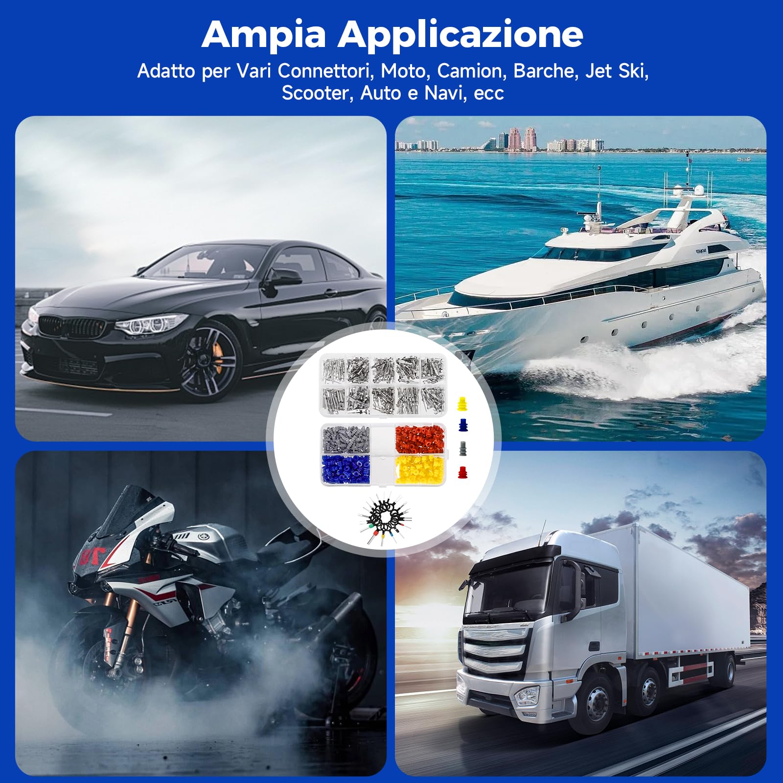 Kit di Broche di Connettore Kfz 708 Pezzi, Accessorio per Strumento di Sgancio 1/1,5/1,8/2,2/2,8/3,5mm per Auto, Moto e Barche