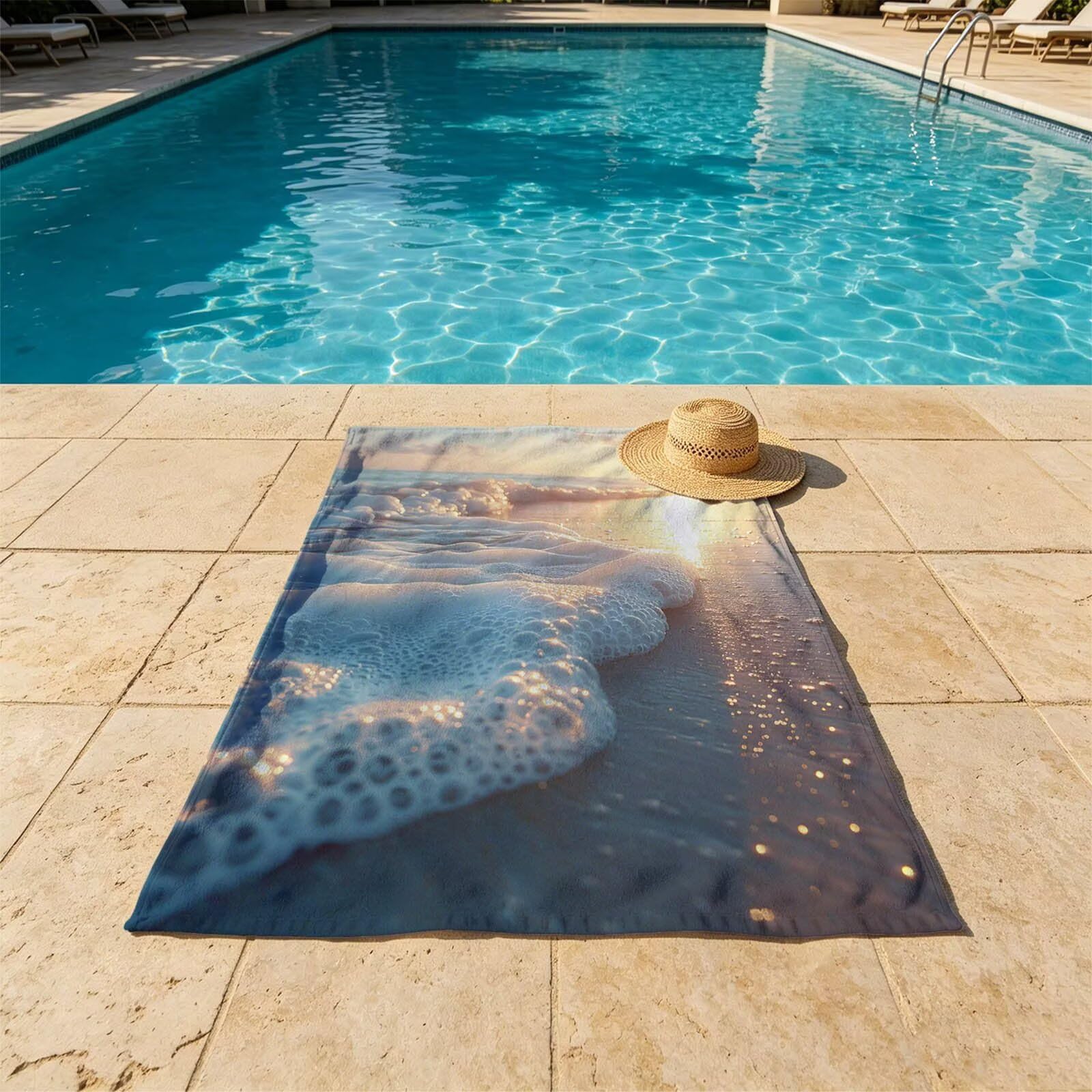 Playa Toalla Playa 160x220 Resistente a la Arena Secado rápido Ligero, Toalla Playa Grande 220 x 160cm Suave Cómodo como Gym Yoga Sauna Toallas Baño Grandes Exterior Travel Essentials Mar XTLS-8213