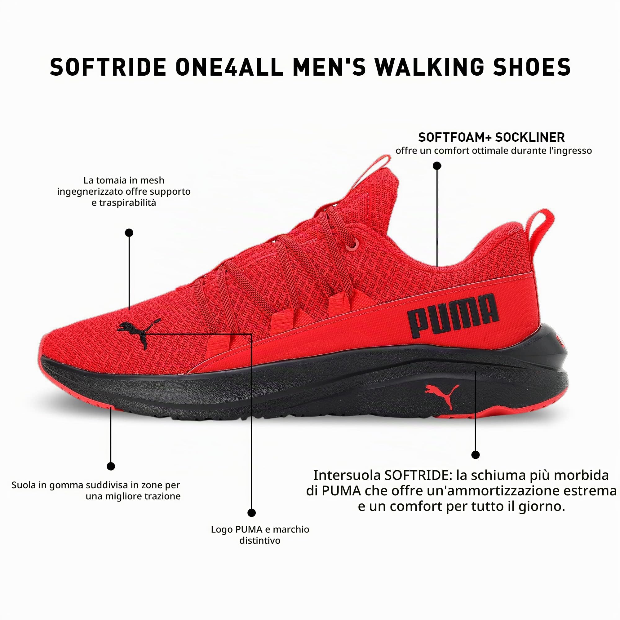 PUMA Scarpa da Running Softride One4all da Uomo 43 High Risk Red Black