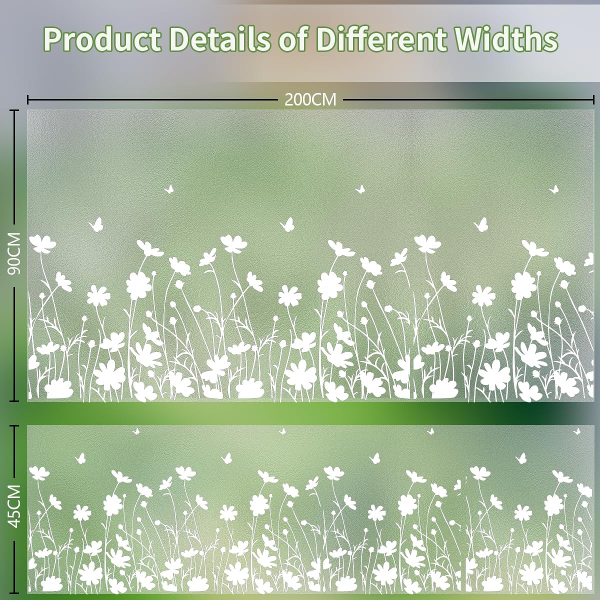 Bloss Frosted Glass Window Privacy Film,Decorative Windows Films,Bathroom Window Privacy Film,Static Cling Non-Adhesive Windows Sticker for Home Office Heat Control Anti UV (35.4 x 78.7inches)
