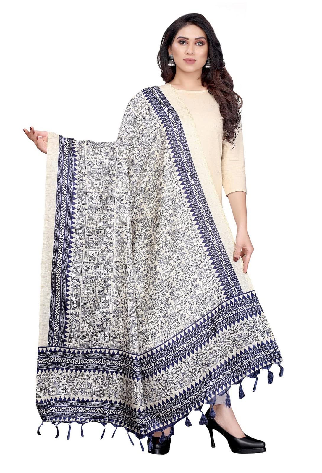 Peegli Indian Dupatta Women's Wear Scarf Abstract Printed Bhagalpuri Silk Stole