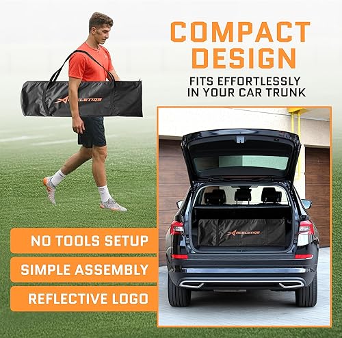 Miniatura 5 de Red de fútbol (7 x 4 pies) para porteros de campo, red portátil de fútbol para lanzar con accesorio de zona objetivo, redes de jaula de patada para