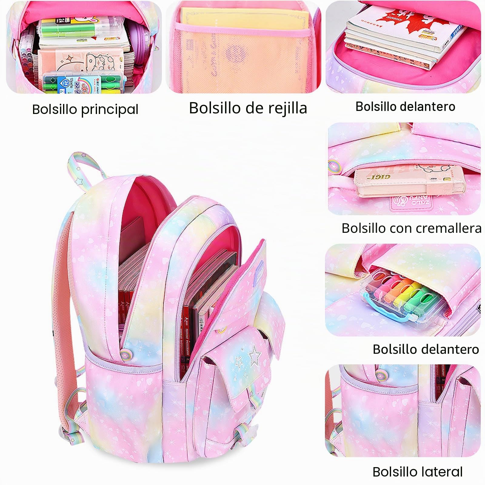 FANDARE Lindo Mochilas Infantiles Galaxy Mochila Ultraligero Mochilas Escolares para niños y niñas Mochilas Infantil Mochilas Tipo Casual para Estudiante Viaje Mochila Escolar Galaxia Púrpura