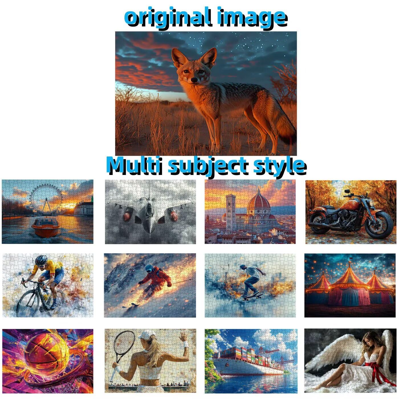 Puzzle 2000 elementów, 2000 elementów, dla dorosłych, lis, drewniane puzzle, gwiaździste niebo, klasyczne puzzle, gra zręcznościowa jako prezent dla kobiet, dekoracja salonu, 100 x 70 cm, RXPT-6331