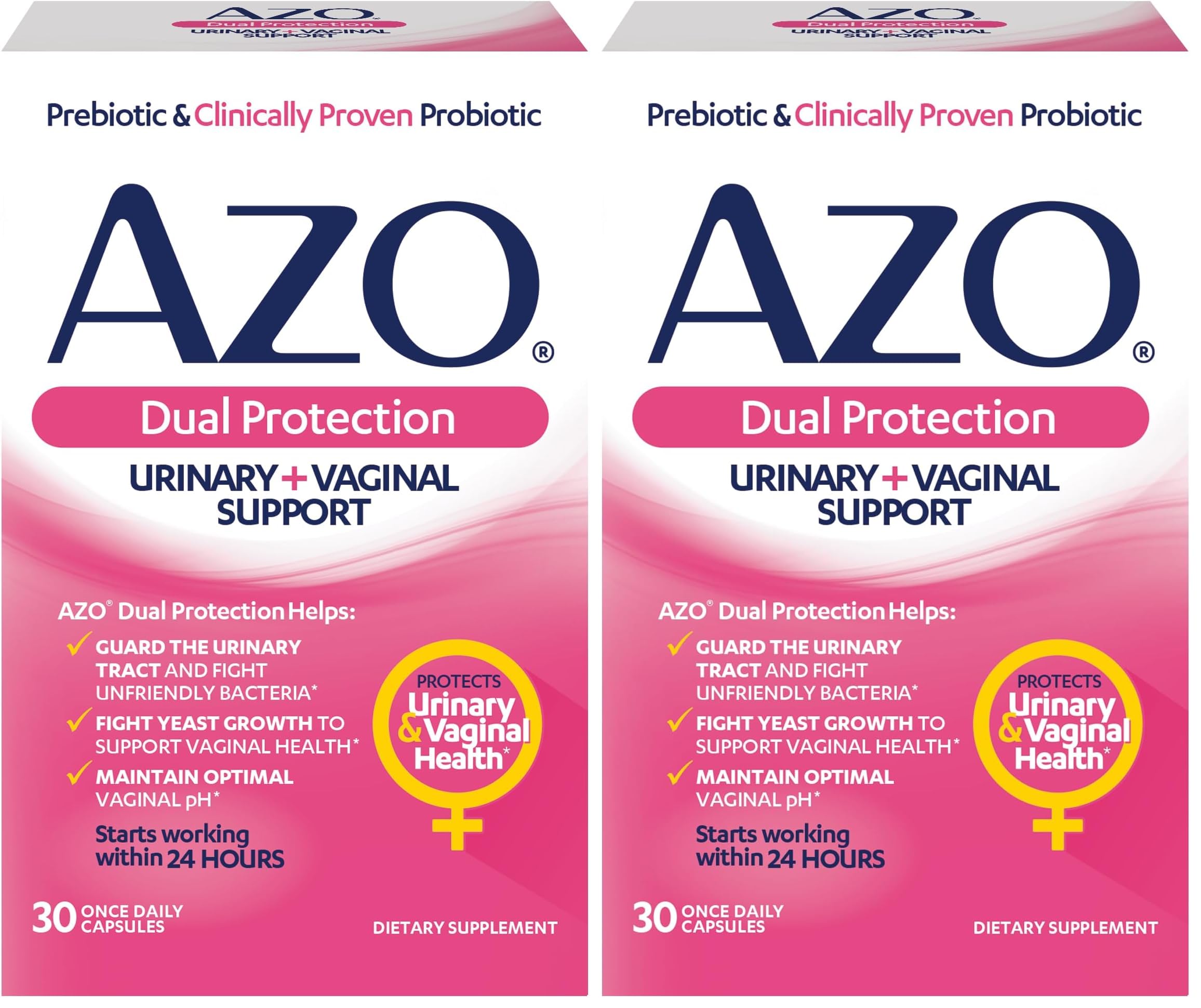 Dual Protection | Urinary + Vaginal Support* | Prebiotic Plus Clinically Proven Women's Probiotic | Starts Working Within 24 Hours | Non-GMO | 30 Count (Pack of 2)