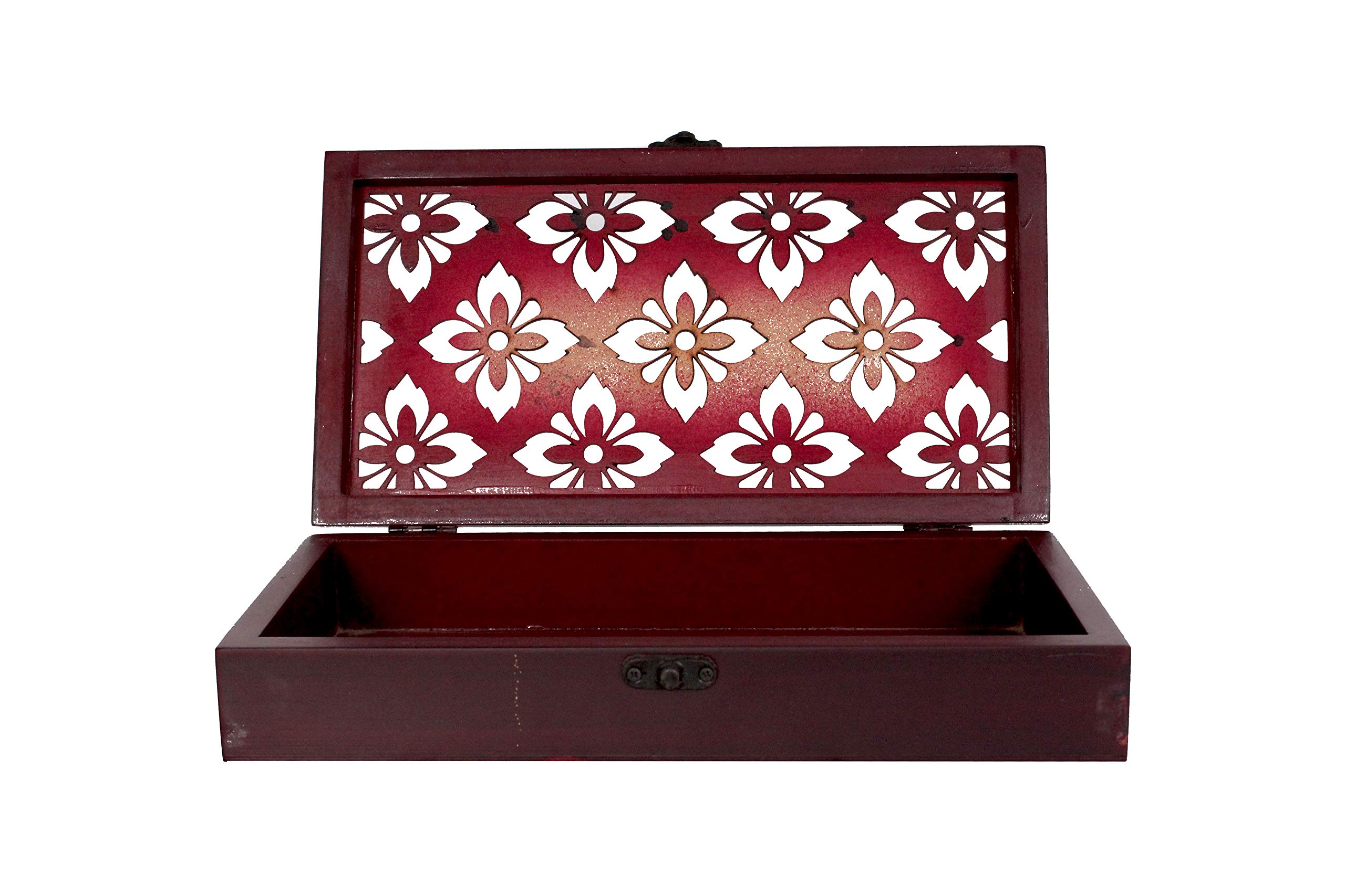 GOLDEN DIVINEGolden Divine Creations Wooden Antique Decorative Storage Jewellery Box for Women Trinket Golden Paper Looking Organizer Gift