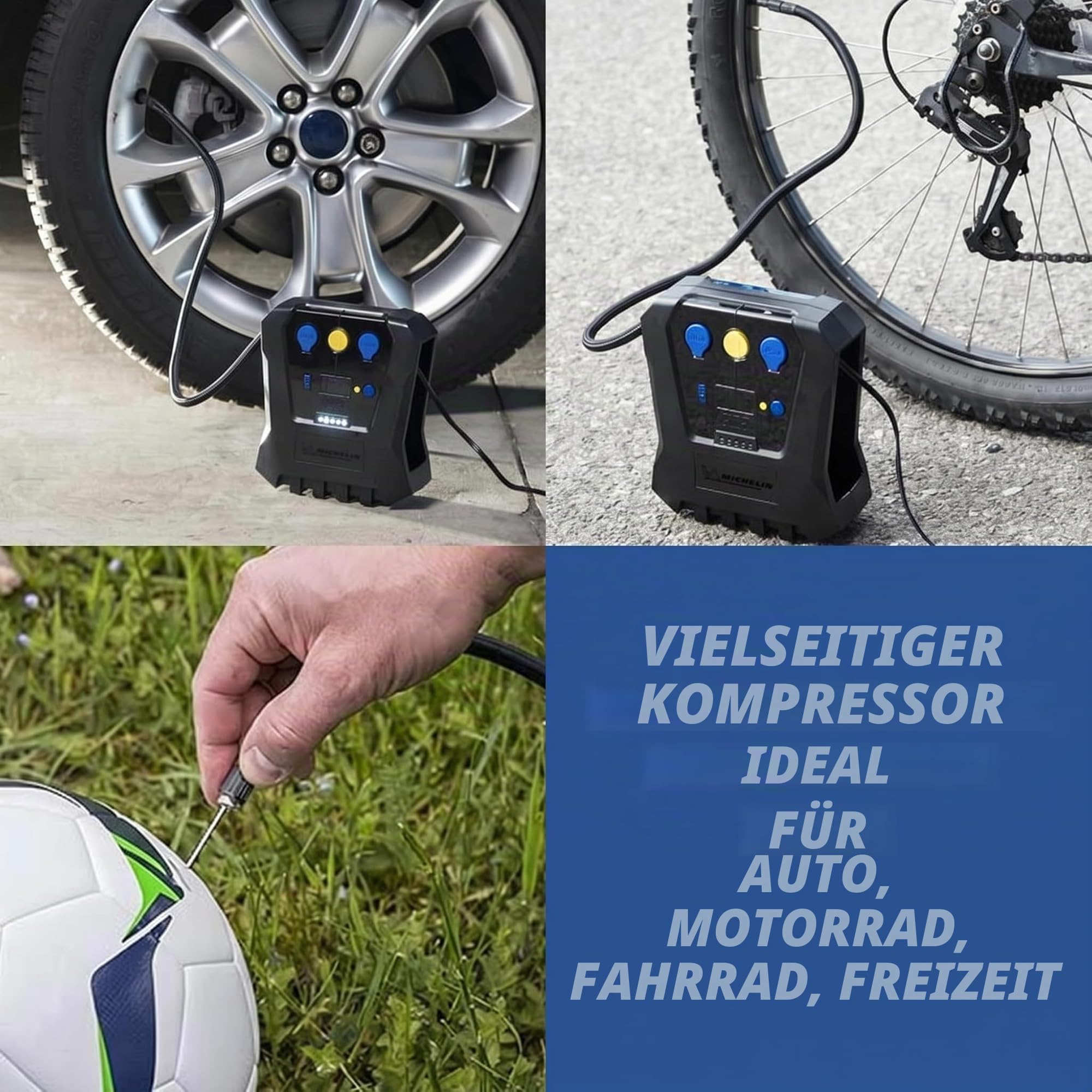 MICHELIN 12V Luftkompressor programmierbar digital Reifenpumpe Auto SUV Fahrrad Notfall Kompressor mit LED Anzeige präziser Reifendruck Schnellaufpumpen | Programmierbar digital Reifenpumpe Auto SUV Fahrrad Notfall Kompressor mit LED Anzeige präziser Reif