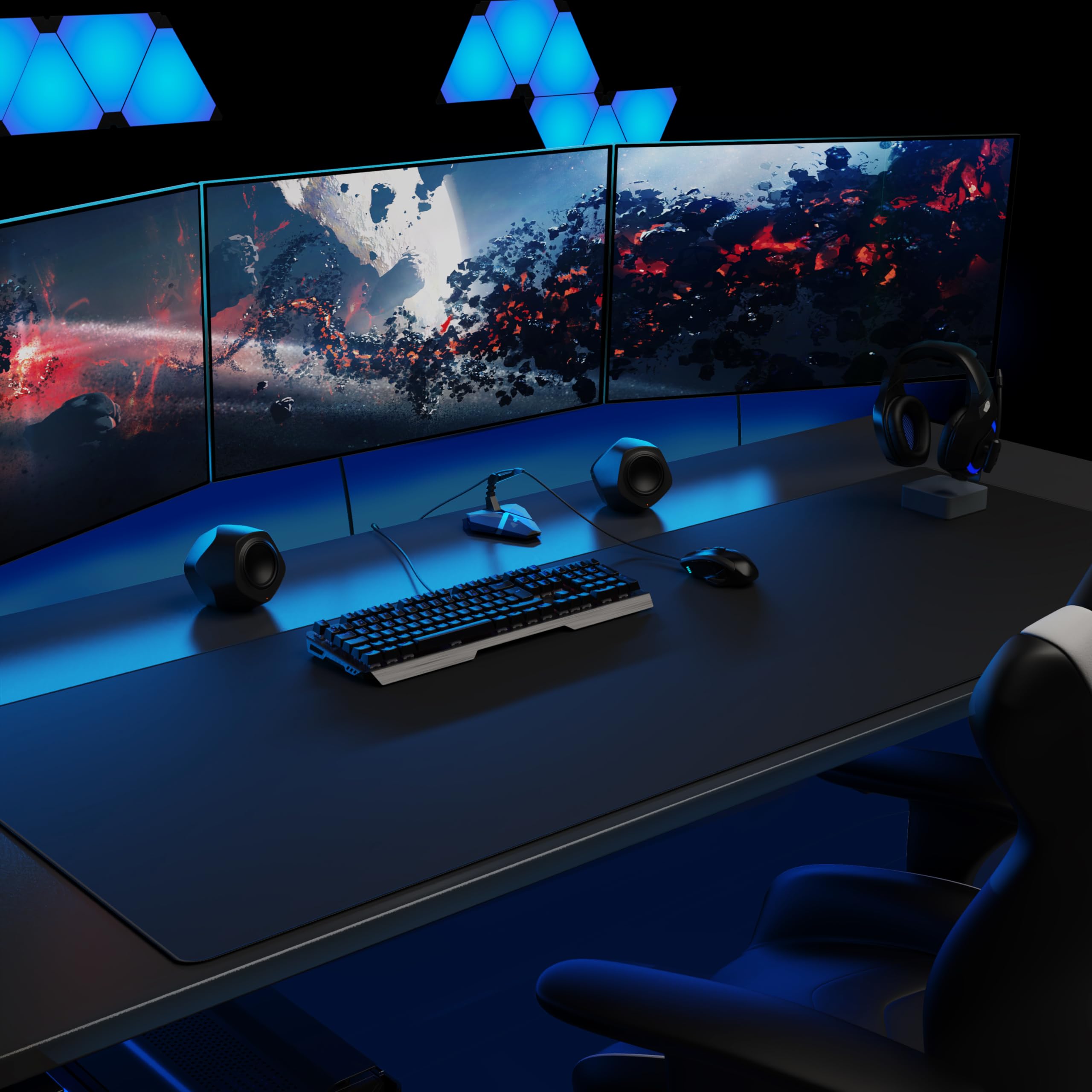 Titanwolf - XXXL Übergröße Mauspad 1600x600mm - Gaming Mousepad Groß - 160x60 cm Tischunterlage Large Size - verbessert Präzision und Geschwindigkeit XXXL - für Logitech Maus und Tastatur - Schwarz