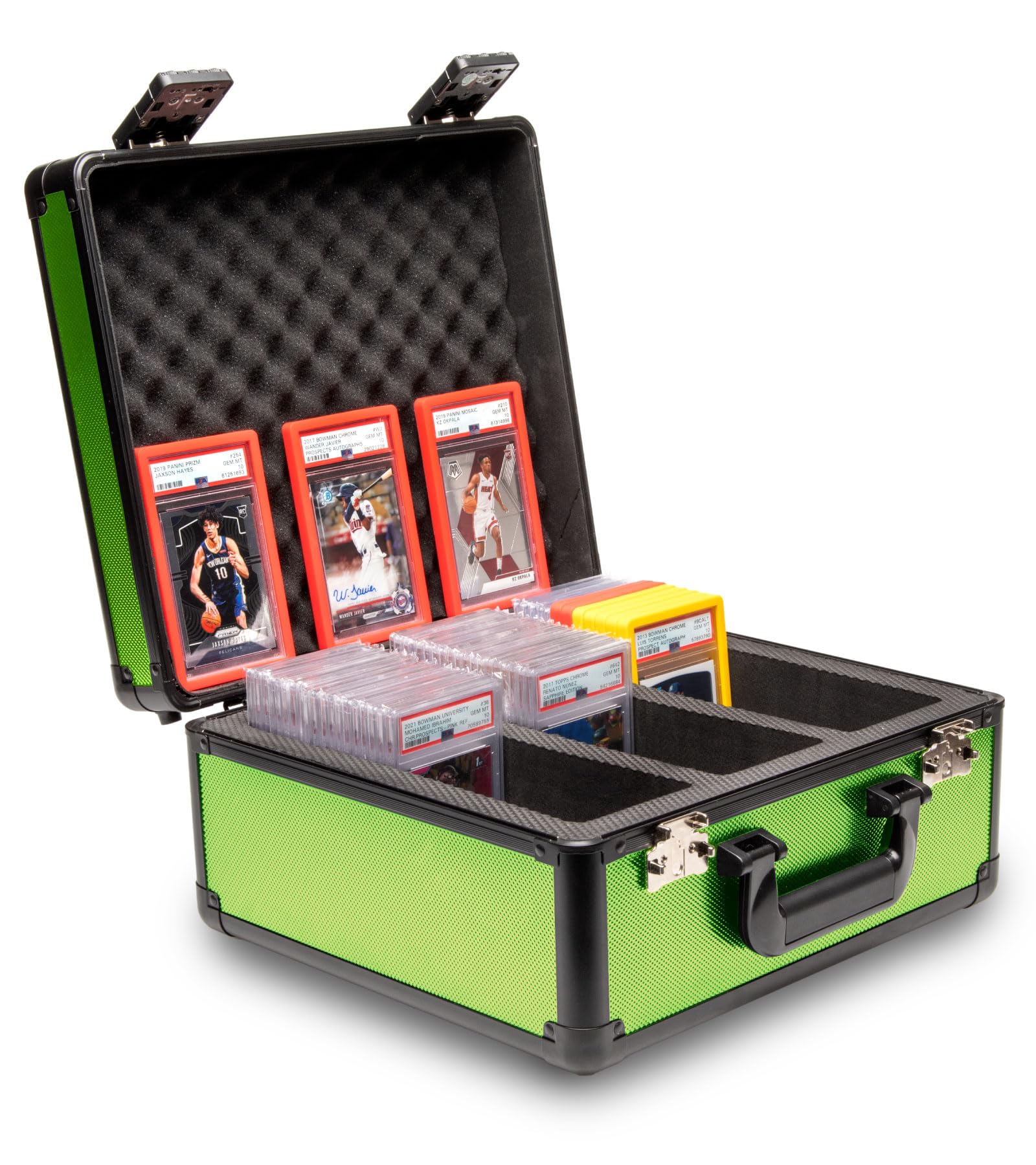 Panopply SLAB ARMOR 3 Row Graded Card Storage Box PSA Card Slab Case For Graded cards Hold 120+ Slabs Graded Card Case PSA Graded Card Storage Sports Baseball Card Collector Gifts (LIME GREEN) — image 1