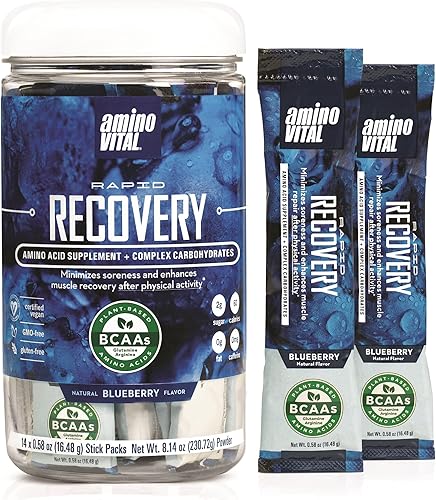 Amino VITAL Rapid Recovery-BCAAs - Paquetes de polvo después del entrenamiento de aminoácidos  Bebida de recuperación muscular con glutamina  Vegano