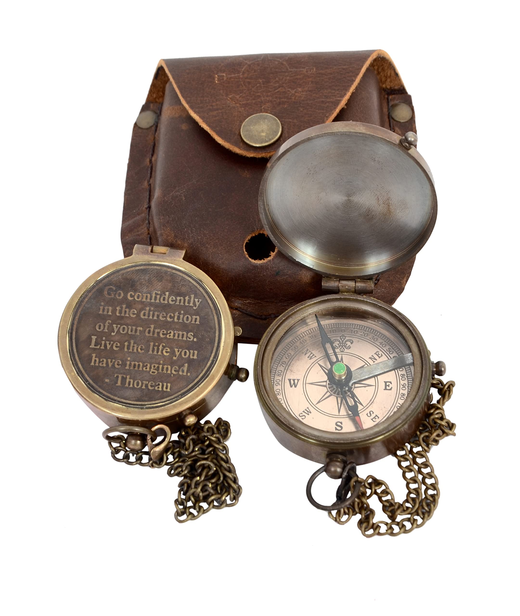Bussola Incisa Con Citazione Thoreau - Regalo Religioso In Ottone Con Scatola Legno Per Battesimi E Lauree - Foto 14