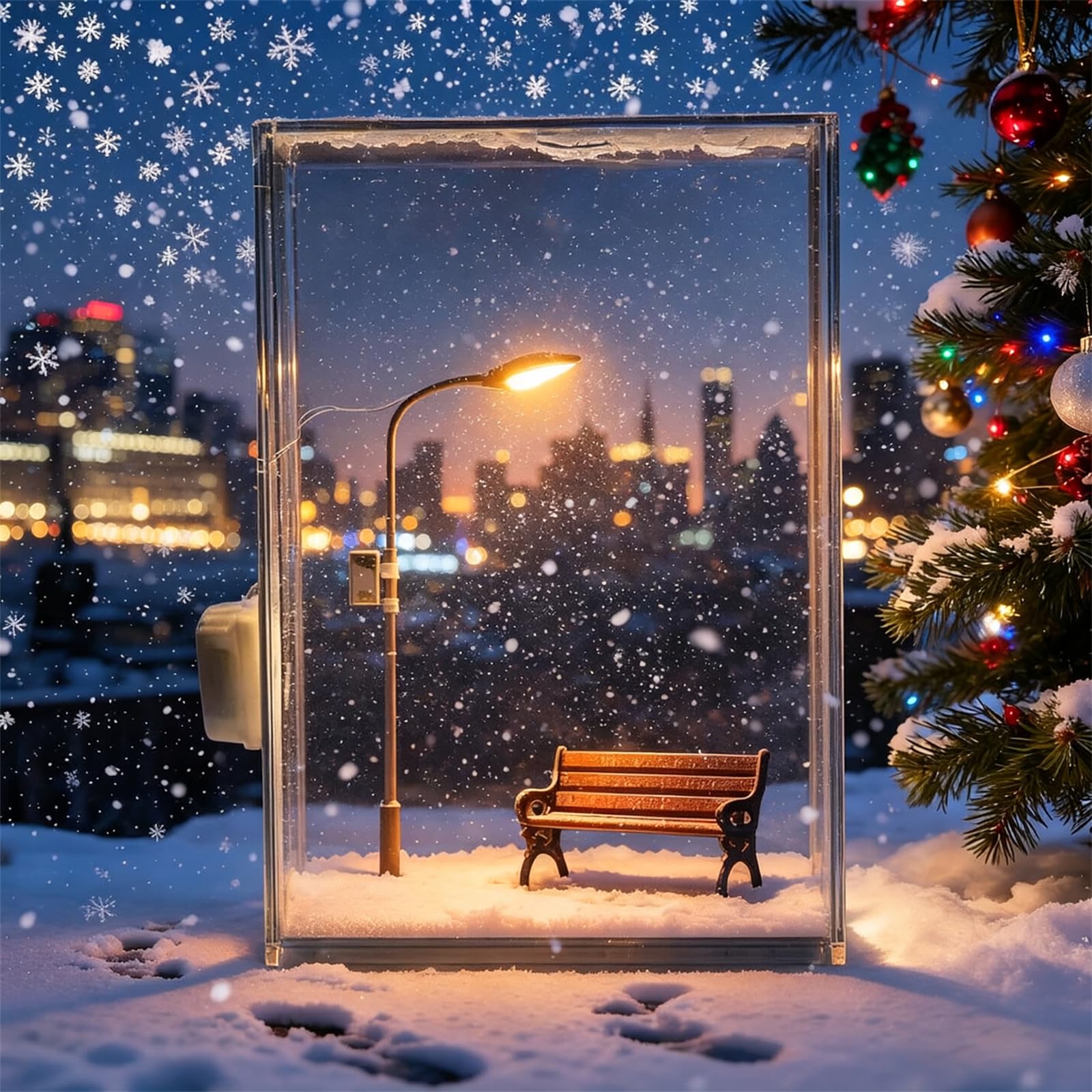 The Snow Lamp, Street Flowing Lamp, Christmas Snow Scene Light, Christmas Decorations Desktop Decor Gifts (3pcs B)