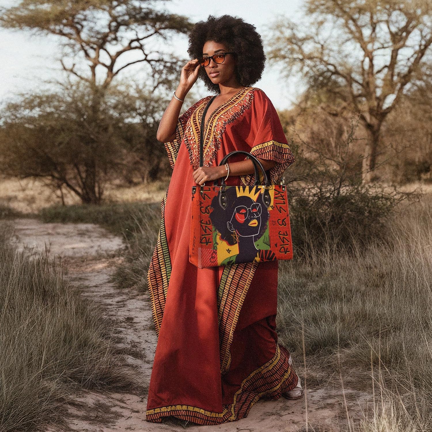 Afroyla African Black Women's Leather Bag, Premium Top-Grain Leather, Valentine's Day Gifts for Her, Wife, or Mother - Image 7