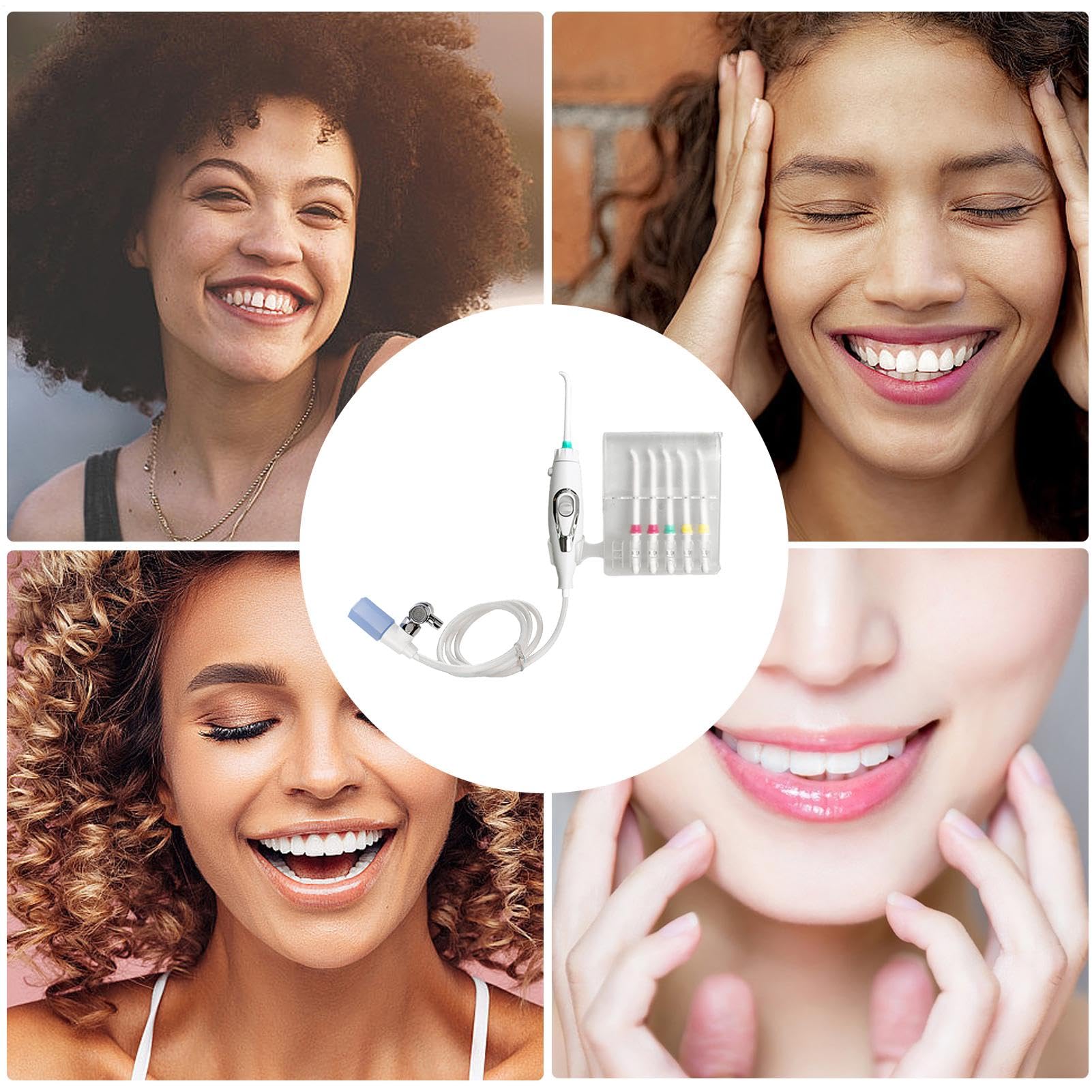 Irrigateur buccal avec robinet, hydropulseur avec robinet - Water Flosser 6 buses - Irrigateur buccal non électrique - Nettoyage des dents réglable de longue durée pour la sécurité d'hygiène