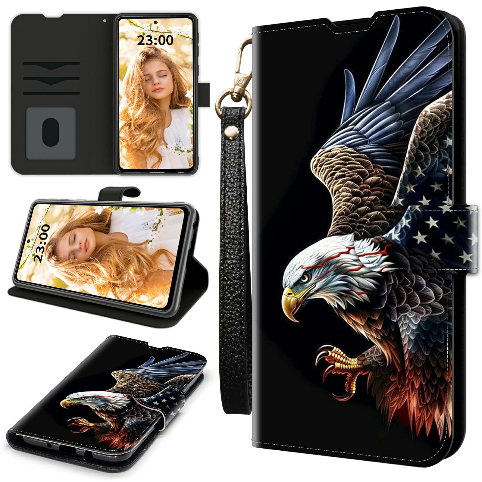 RWUTYTIUL for Cricket Outlast 5G 2024/AT&T Motivate Pro 5G Wallet Case with Credit Card Holder [Wrist Strap], Shockproof Flip Cover with Convenient