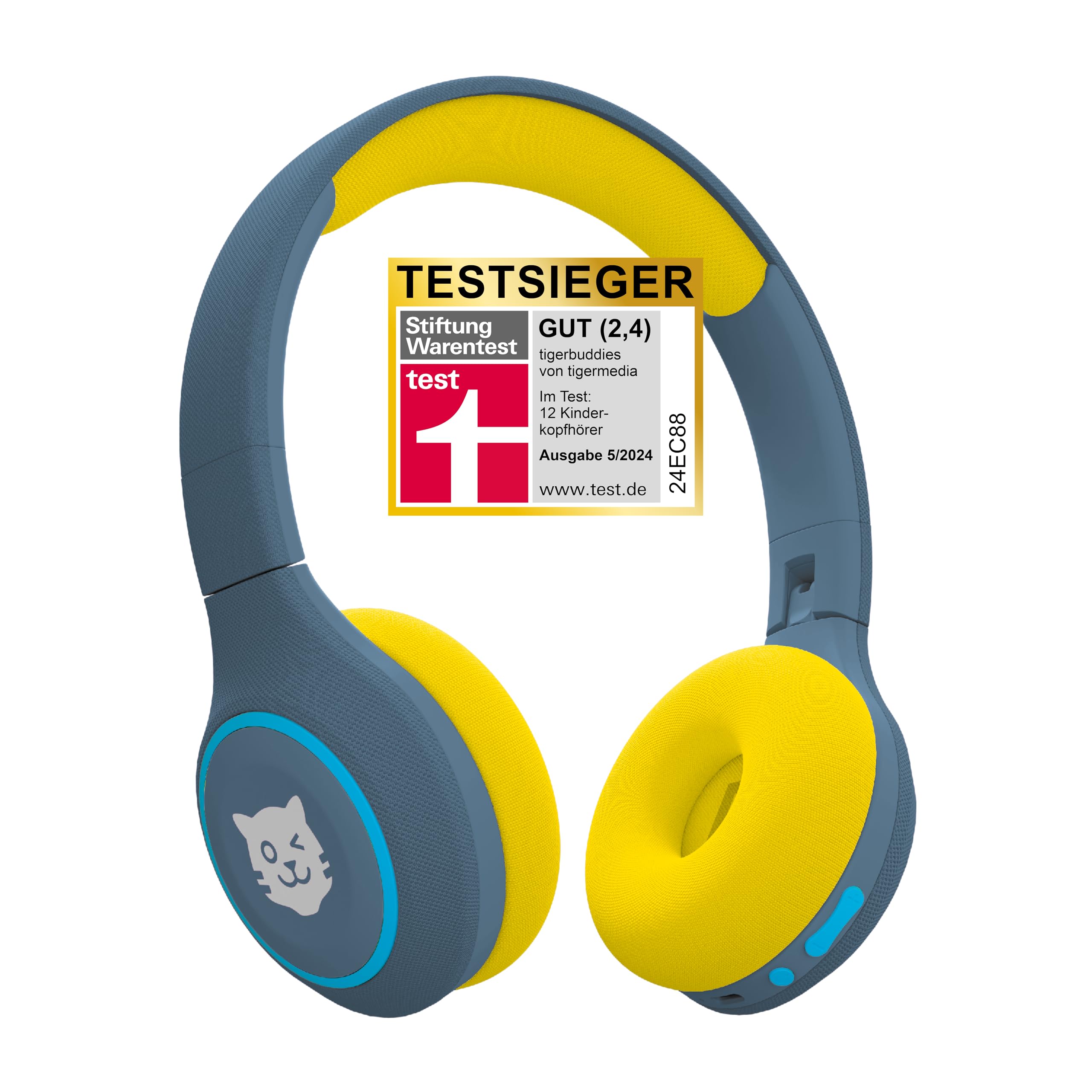 tigermedia tigerbuddies Bluetooth Kopfhörer Kinder | Faltbare Kinder Kopfhörer ab 4 Jahren | Mit Lautstärkebegrenzung 85 dB | Bequemer Sitz & klarer Stereo-Klang | Kinderkopfhörer mit Kabel