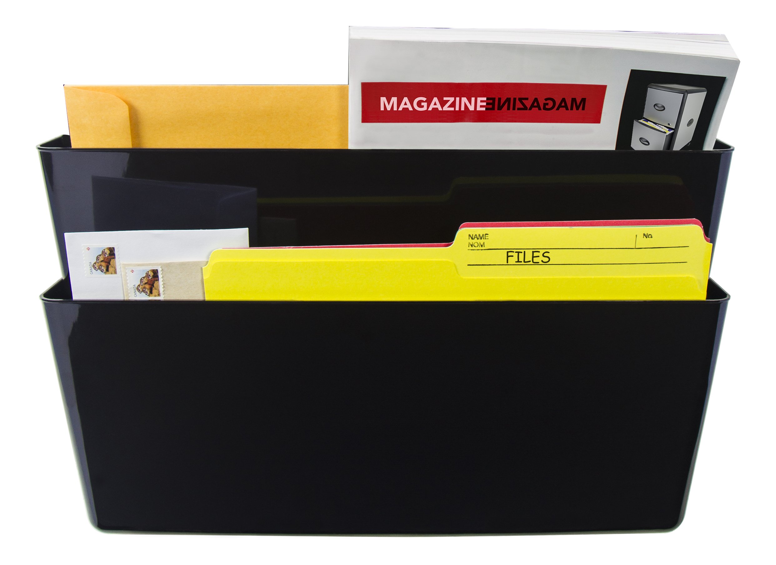 Storex Recycled Legal Sized Wall Files, 2-Pack, Black, Case of 6 (STX70210B06C)