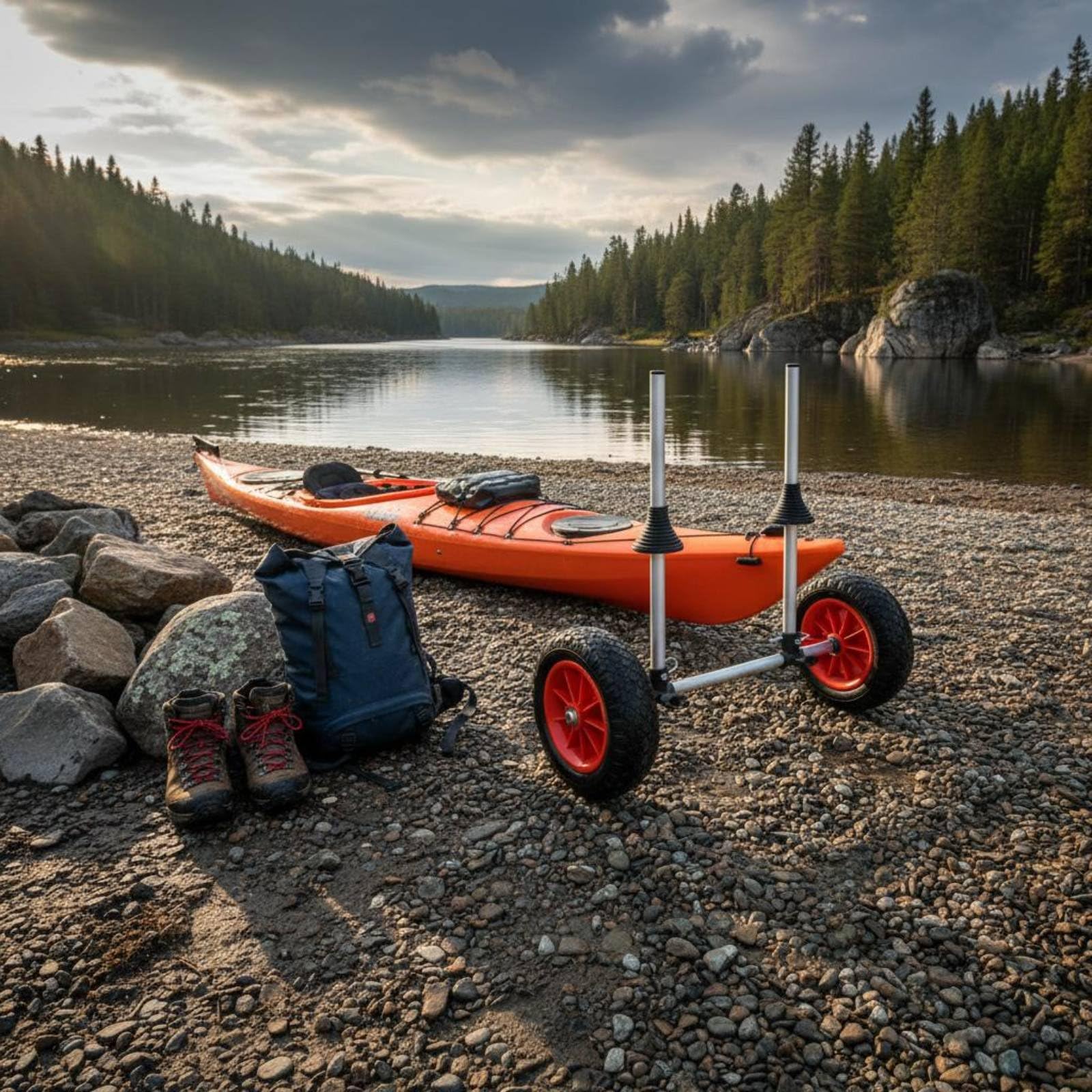 harayaa Carro de Transporte de Kayak con Soporte Vertical Carrito Portakayak y Remolque Compatible con Orificios de Desagüe Marco Ajustable 8-42.5 Cm Adecuado para Playa de Orilla