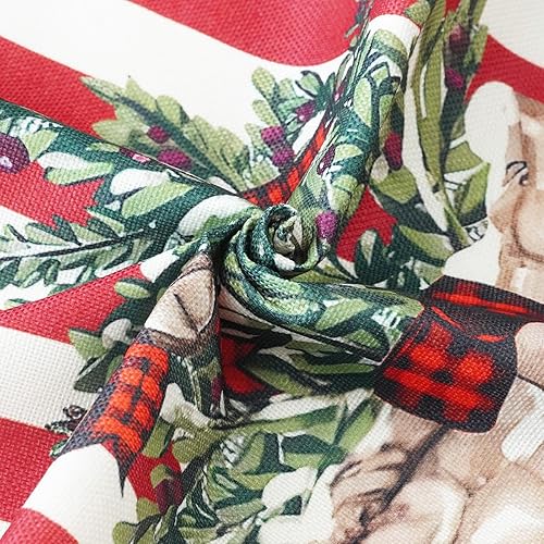 Miniatura 6 de ONWAY Juego de 4 fundas de almohada de rayas navideñas de 18 x 18 pulgadas, juego de 4 fundas de almohada de muñeco de nieve y renos con rayas