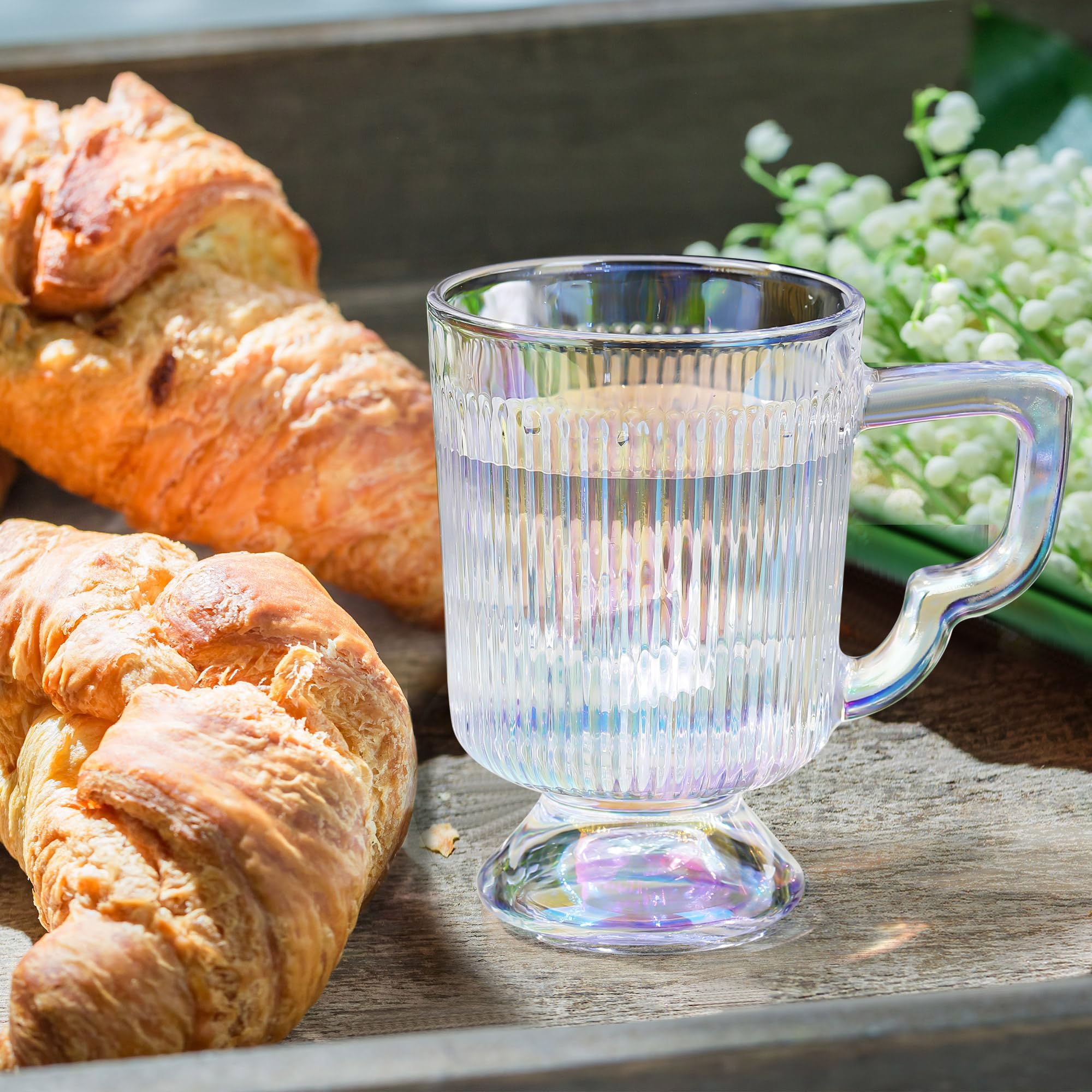 Joeyan Glass Coffee Mugs with Handle Set of 2 - Image 4