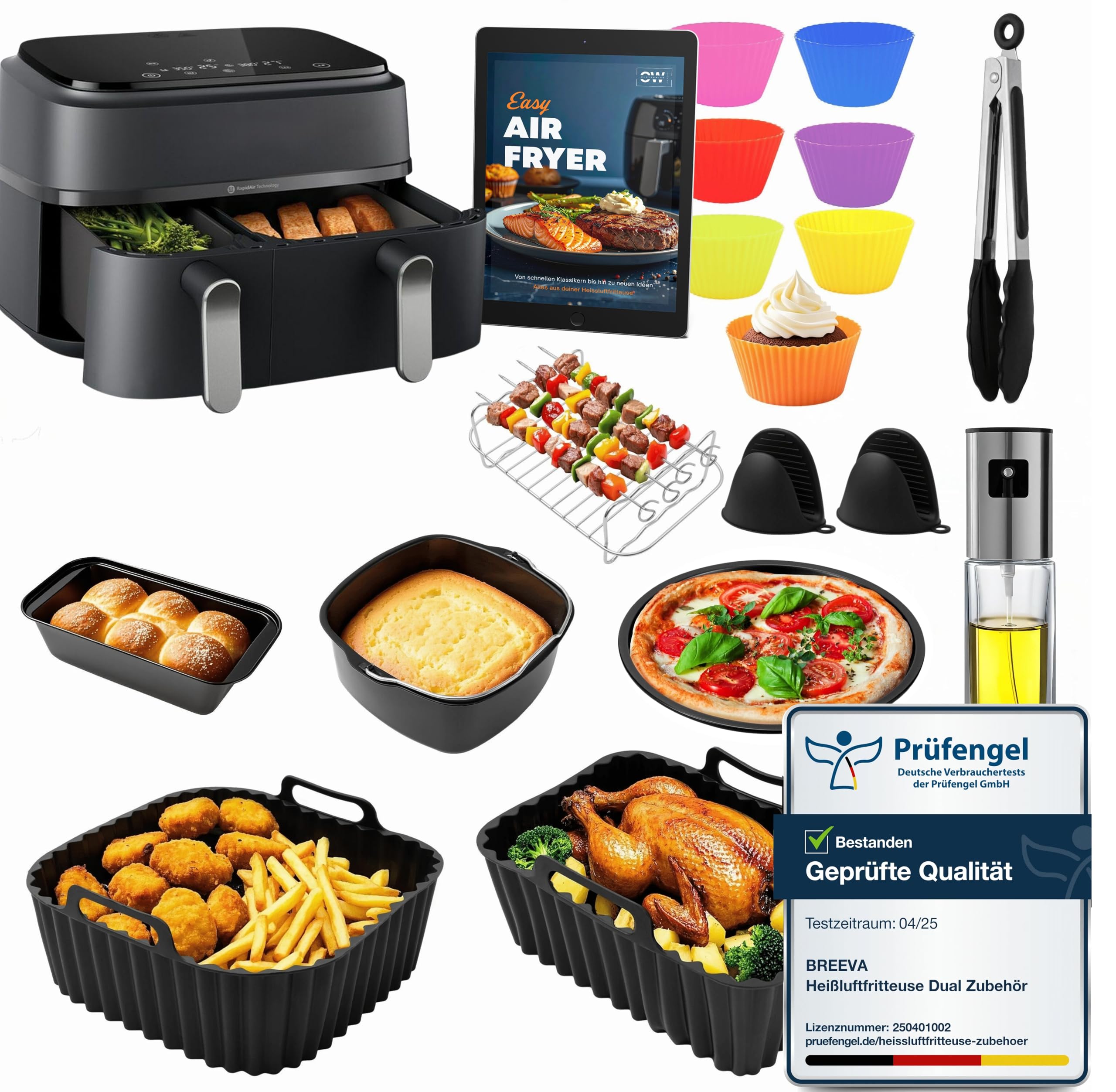 Kit accessoires Airfryer Dual 10 pièces pour paniers Philips 3000 et friteuses double bac