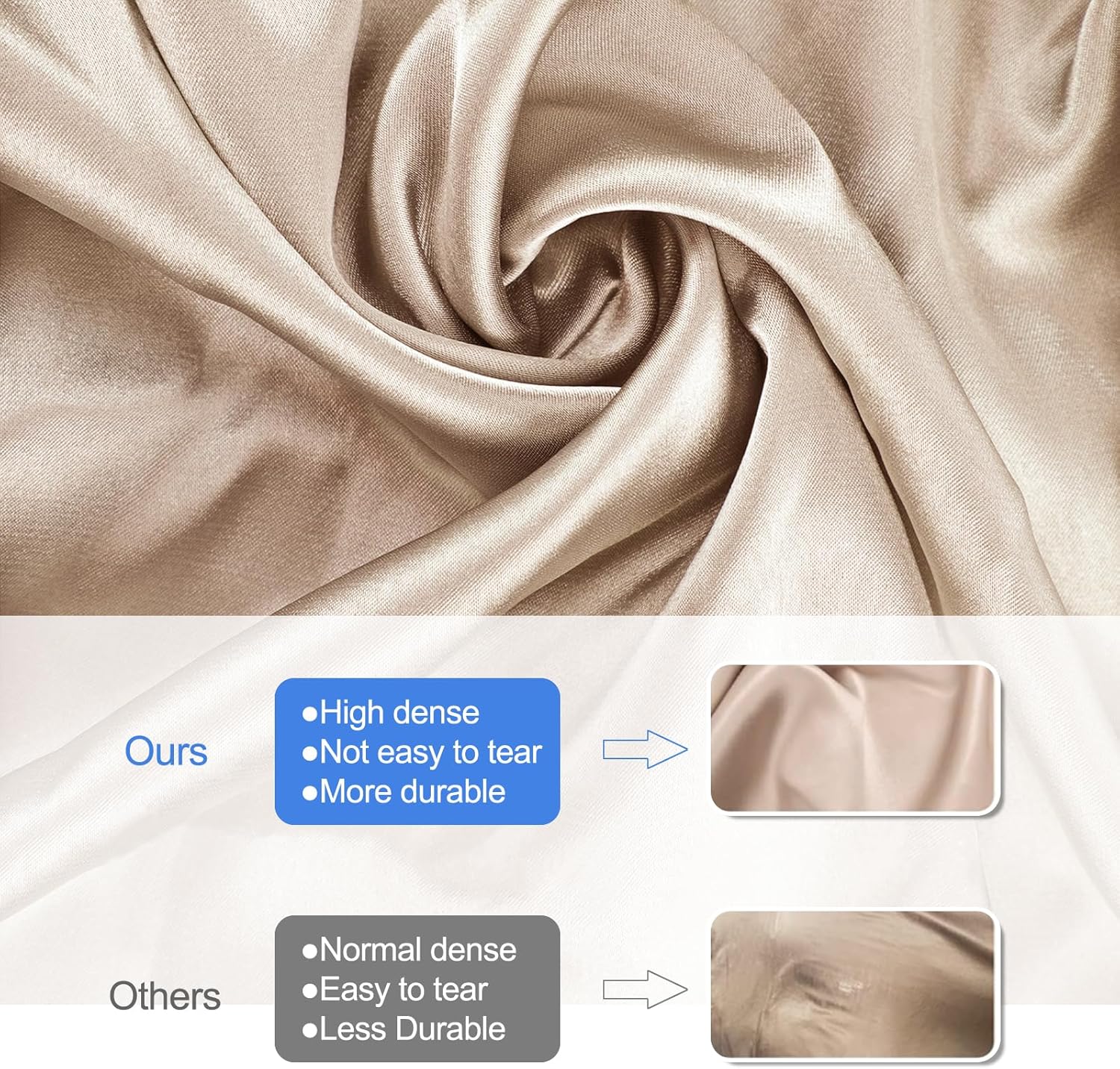 Satin Pillowcase for Contour Memory Foam Pillows, 24" x 14" x 5.1"/3.5" Cervical Pillow Case, Soft Pillow Cover for Sleeping Pillows (Champagne) - Image 4
